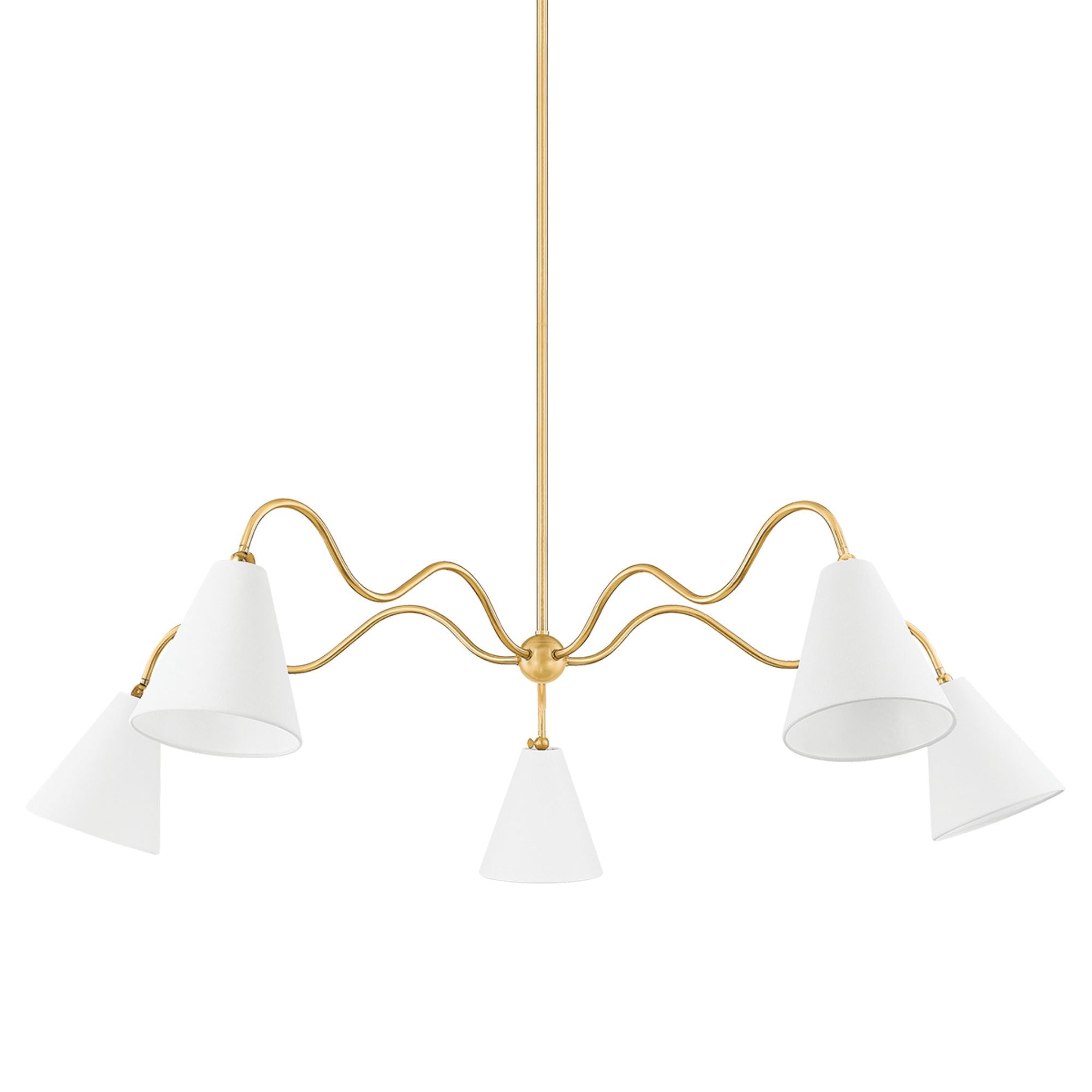 Onda 5-Light Chandelier in Aged Brass by Tali Roth 63W x 14.25H