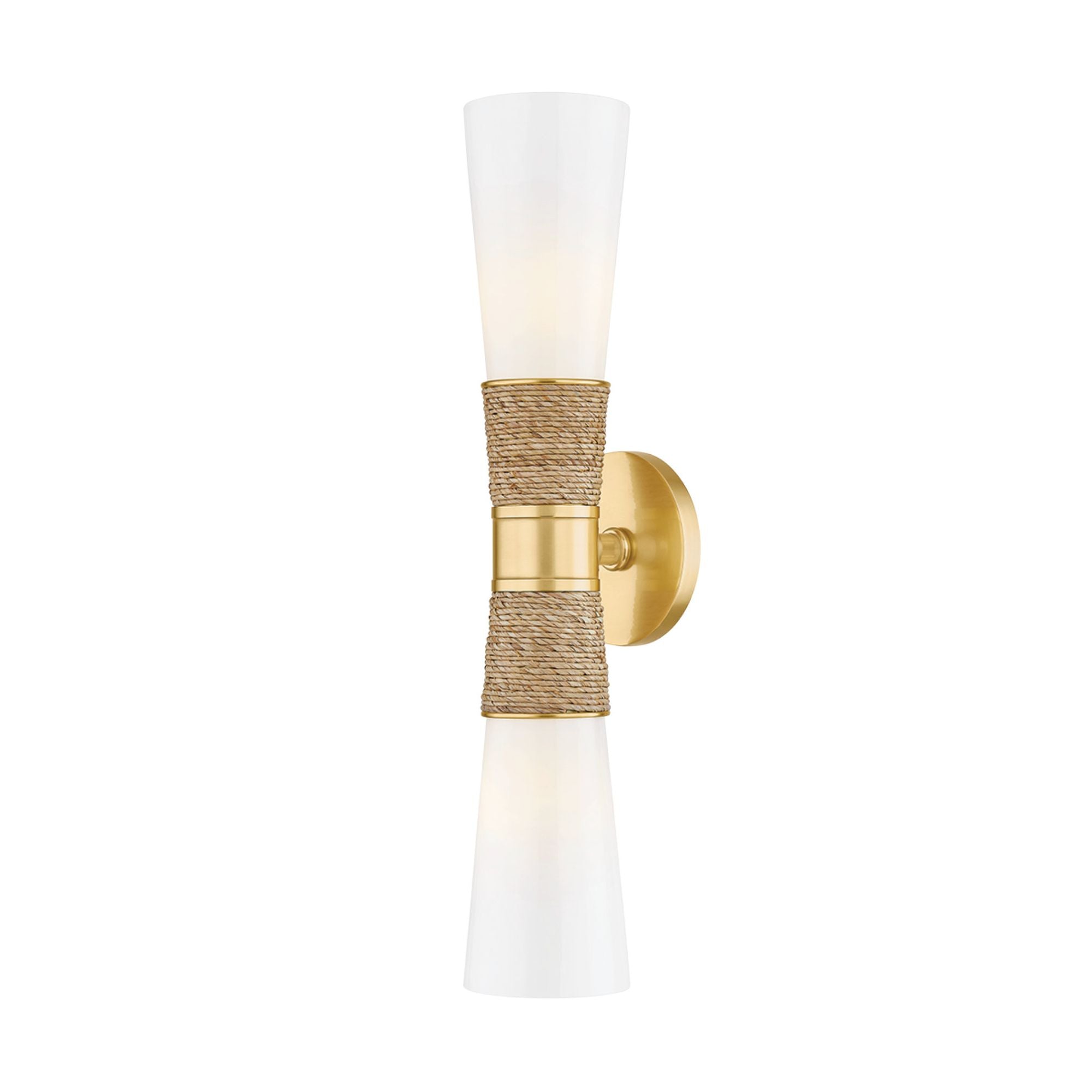 MICA 2-Light Wall Sconce in  Aged Brass by  MEGAN MOLTEN 4.75L x 4.75W x 20.25H