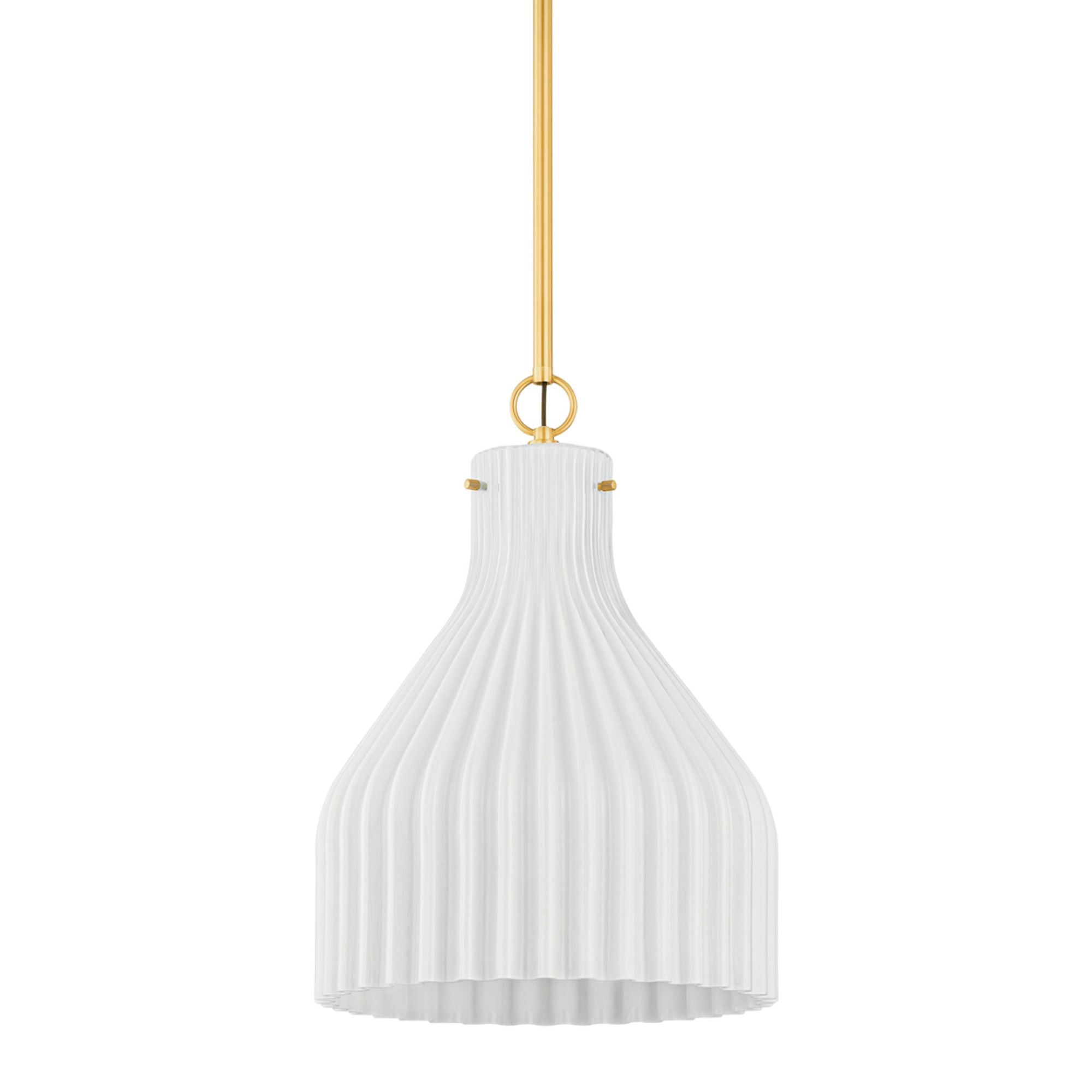 Corinthia 1-Light Pendant in Aged Brass 14W x 19.5H