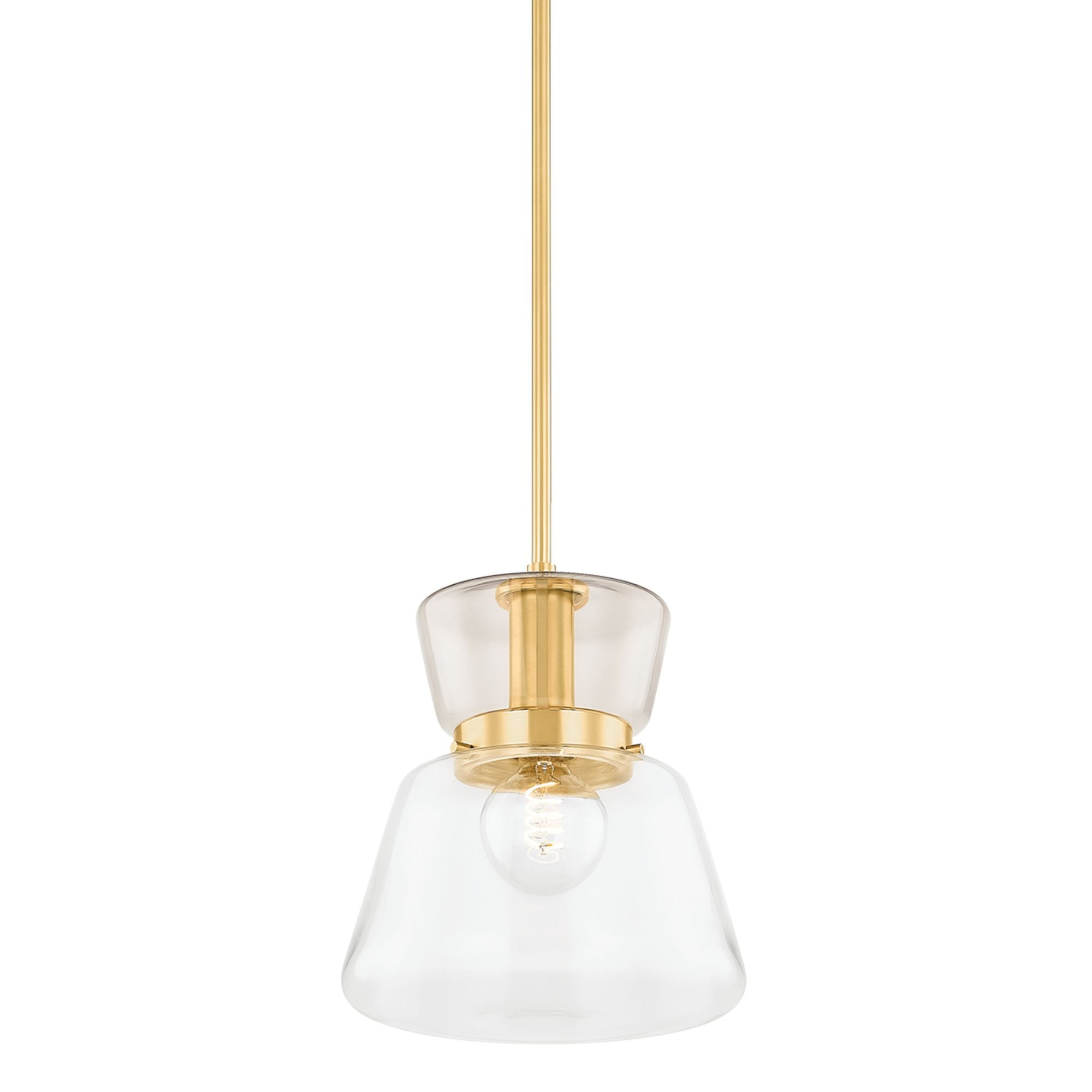 Elodie 1-Light Pendant in Aged Brass 10W x 11.5H