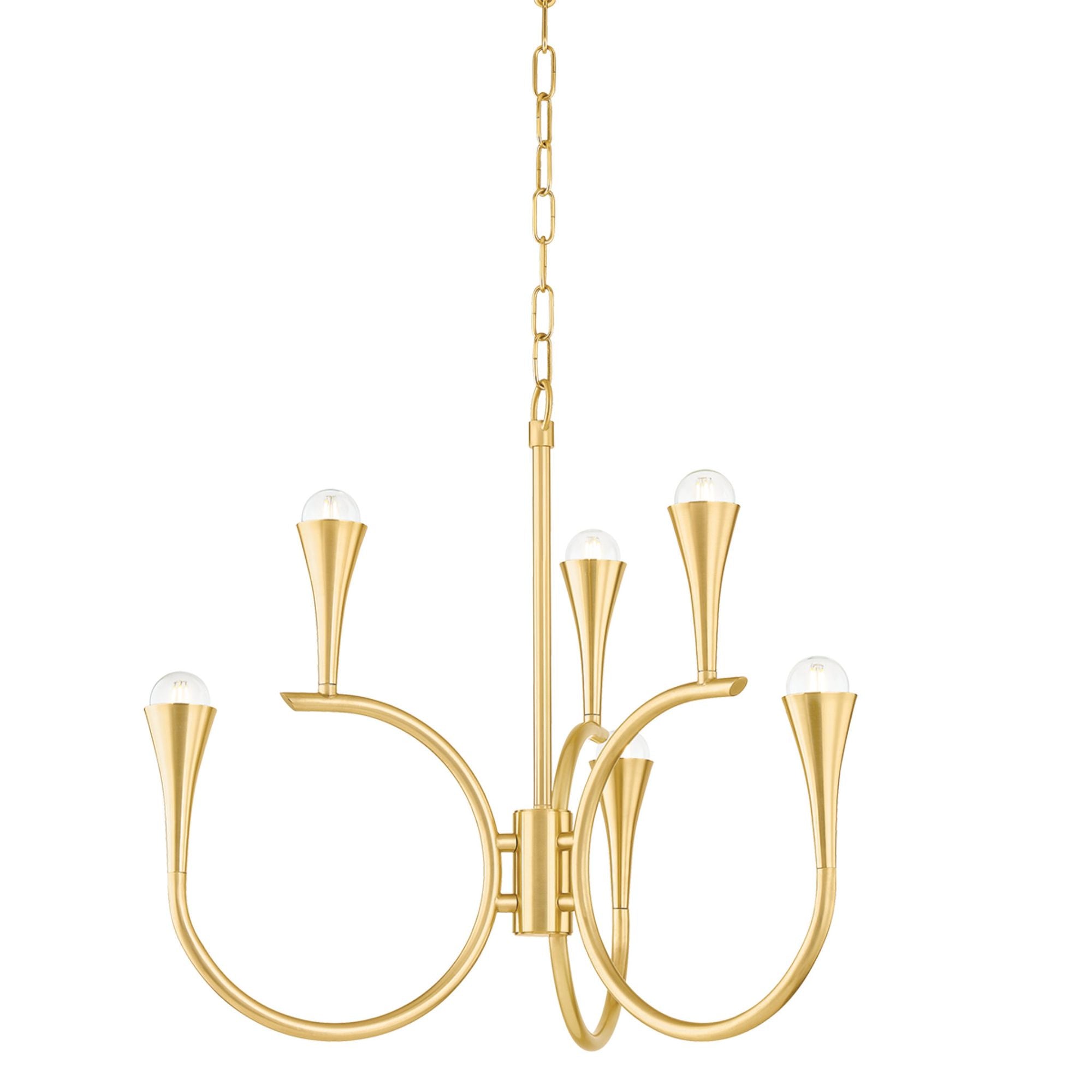 Aviana 6-Light Chandelier in Aged Brass 27W x 22.75H