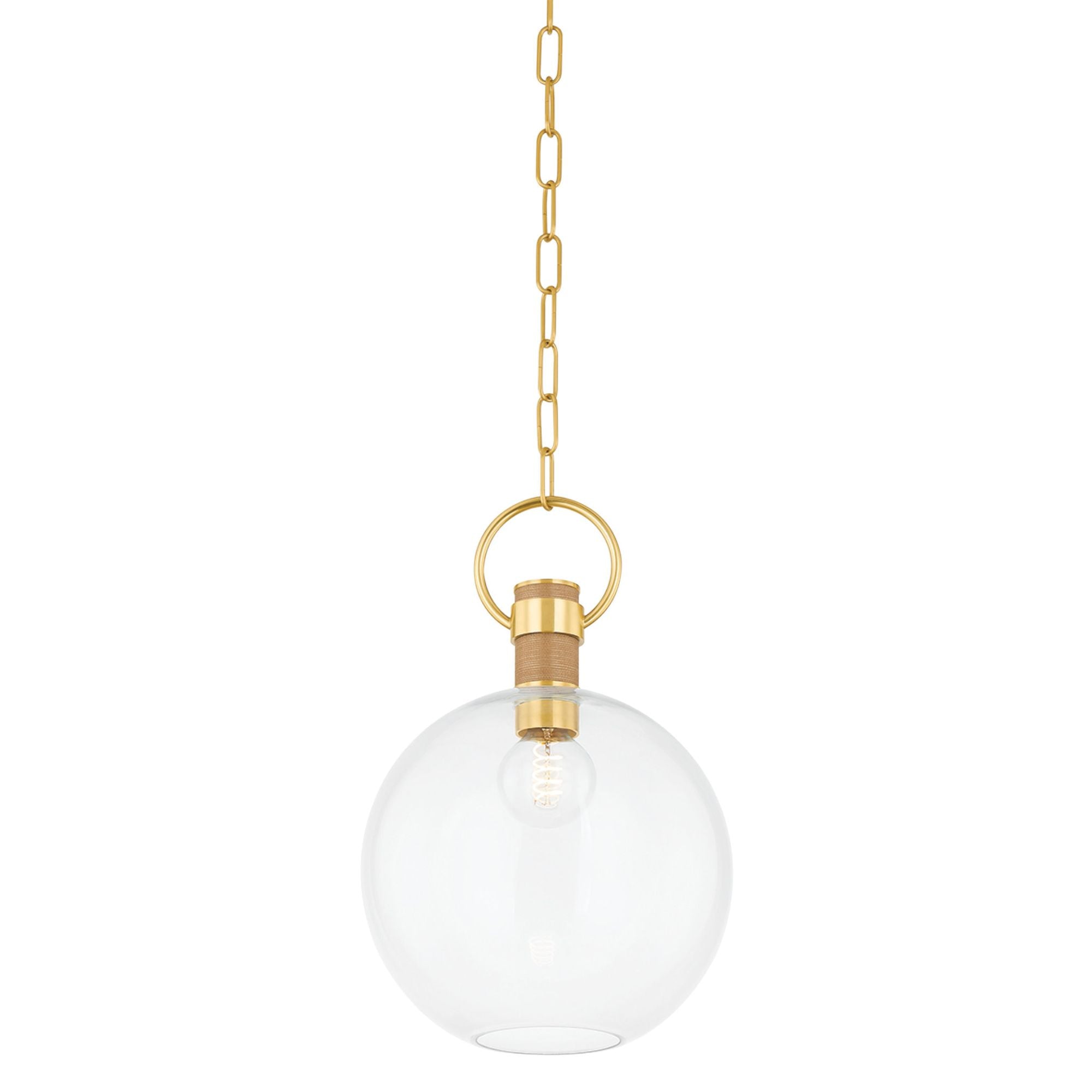 Catrine 1-Light Pendant in Aged Brass 12W x 17.75H
