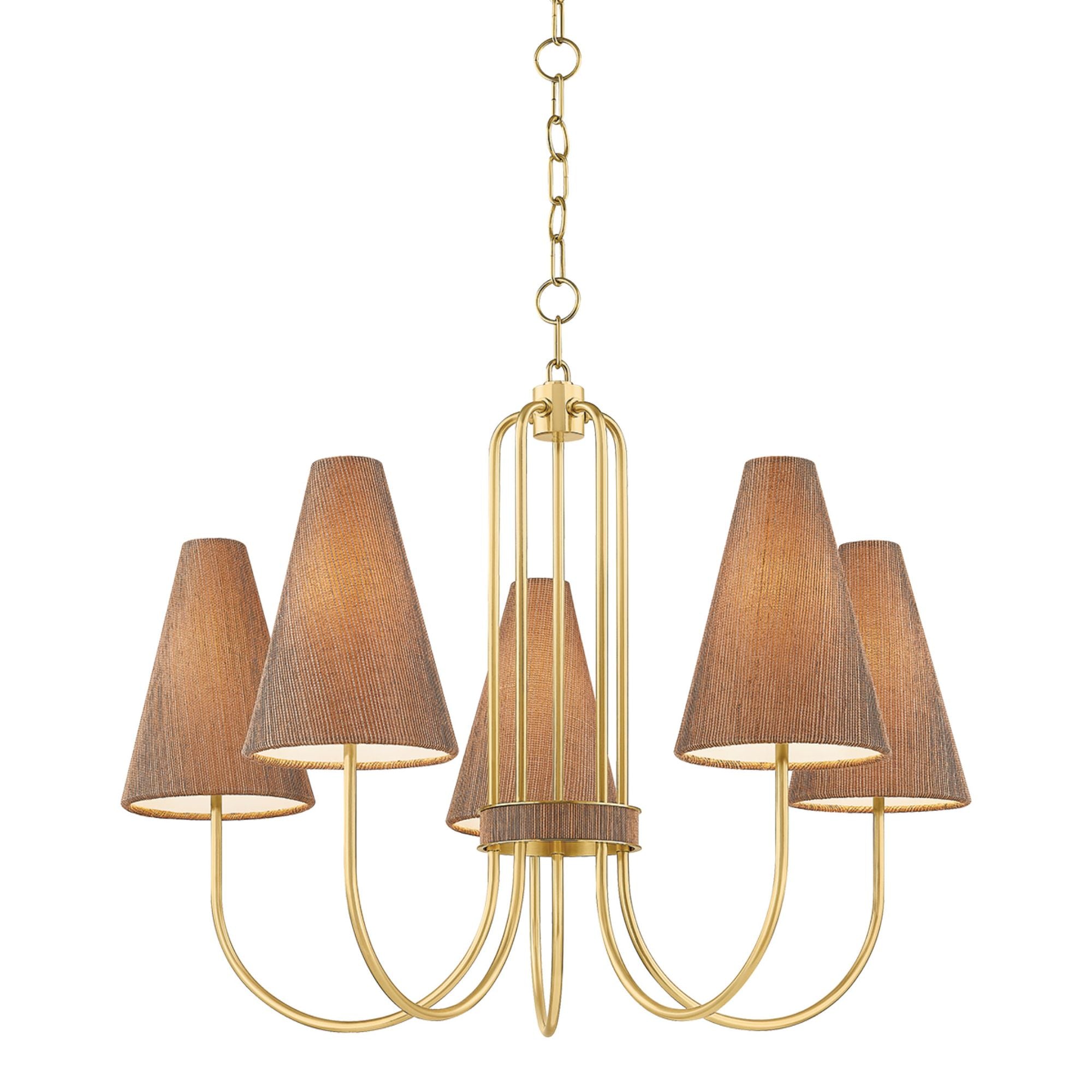 Jessel 5-Light Chandelier in  Aged Brass 28.25W x 21.75H