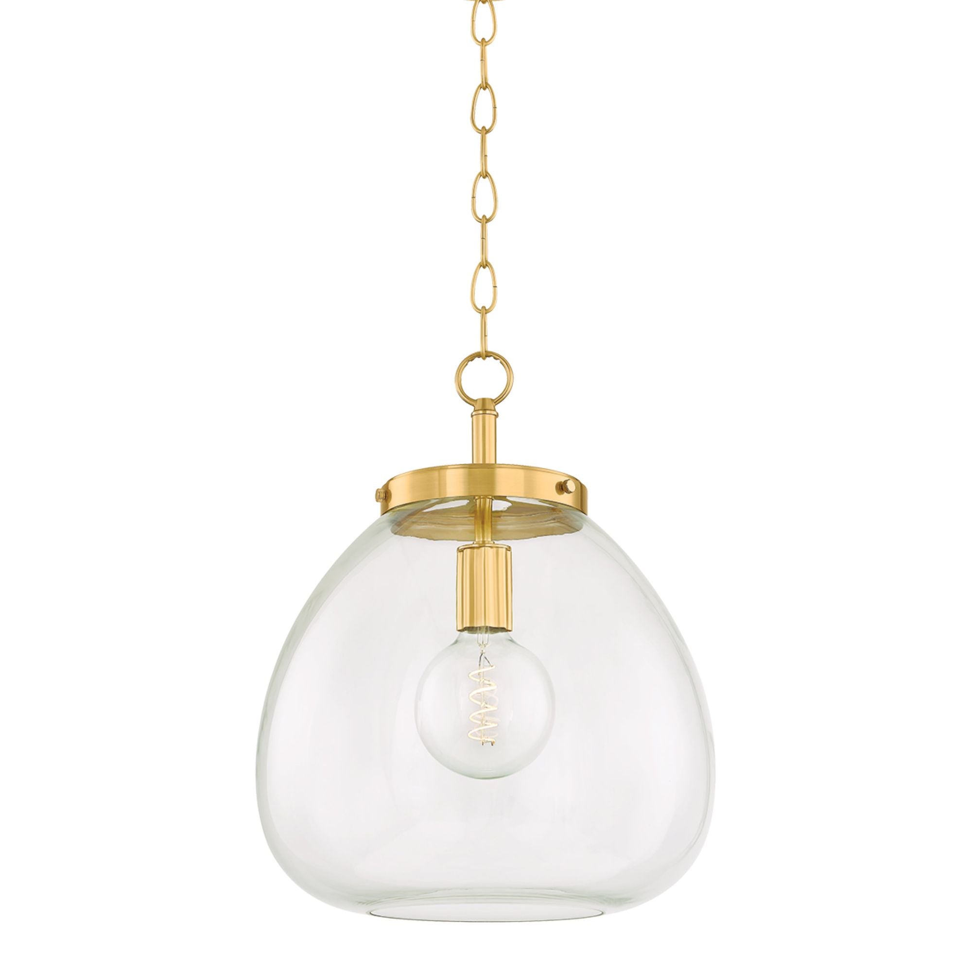 Della 1-Light Pendant in Aged Brass 15.75W x 19.75H