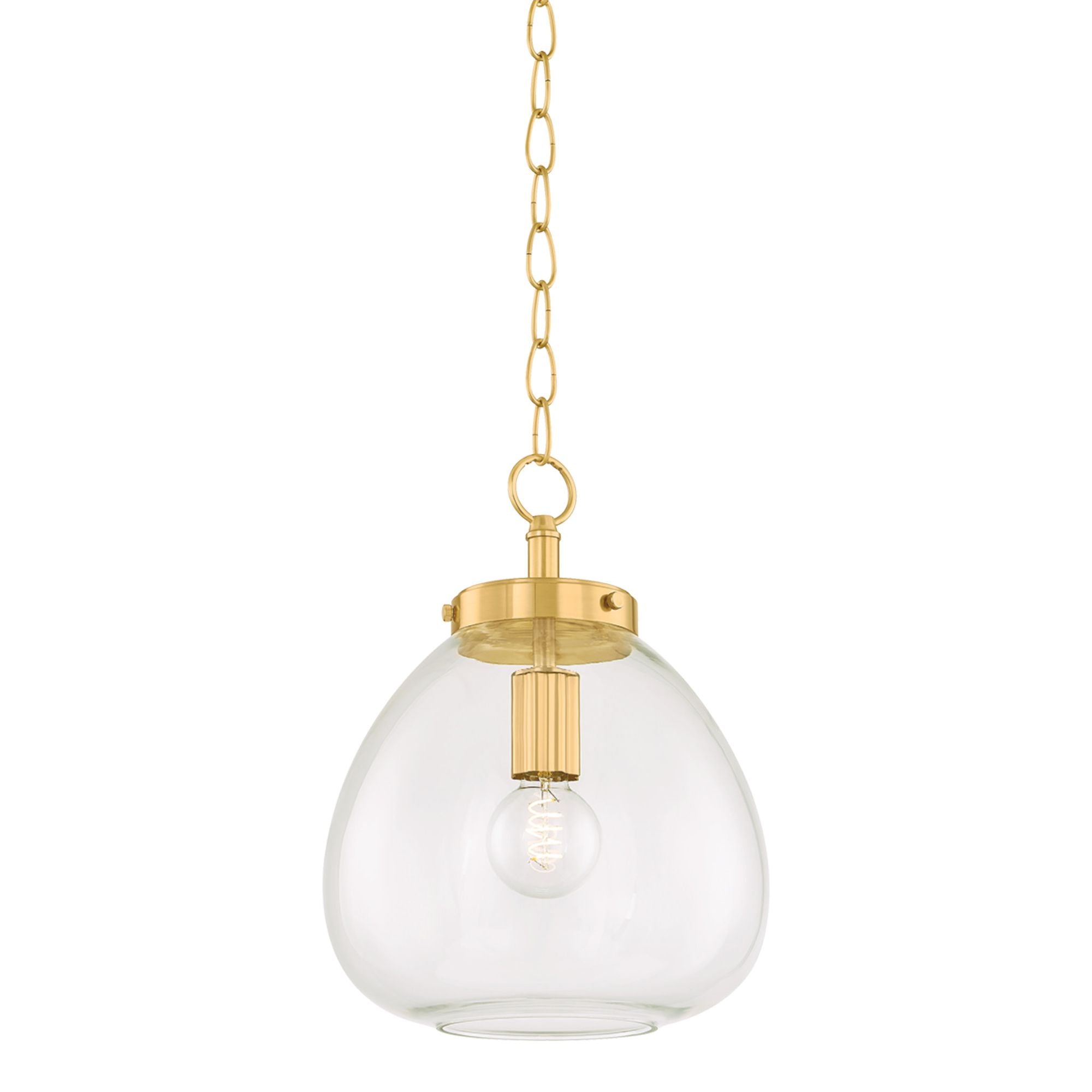 Della 1-Light Pendant in Aged Brass 12W x 15.75H