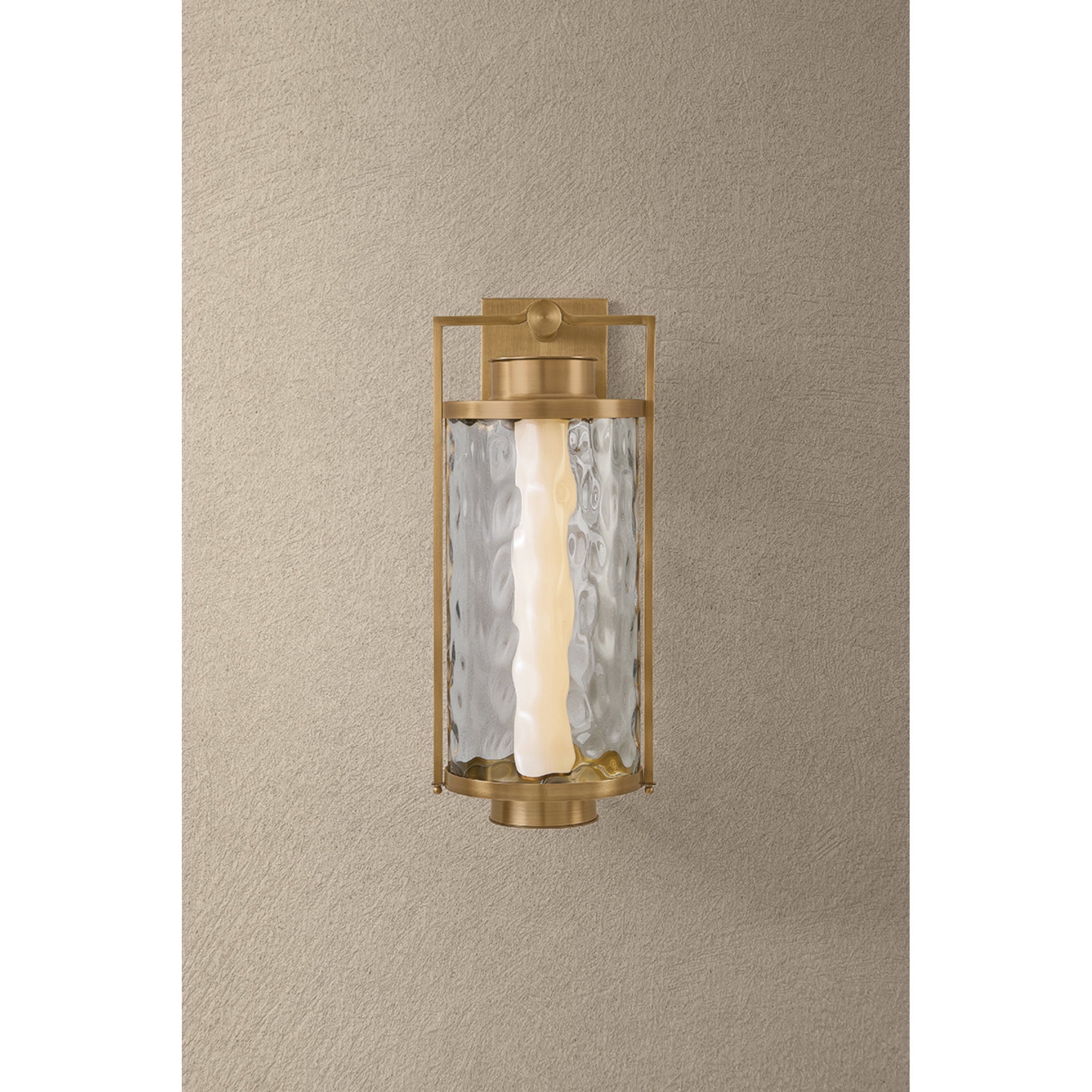 Haddock 1-Light Exterior Wall Sconce in Patina Brass 9.5W x 22.5H