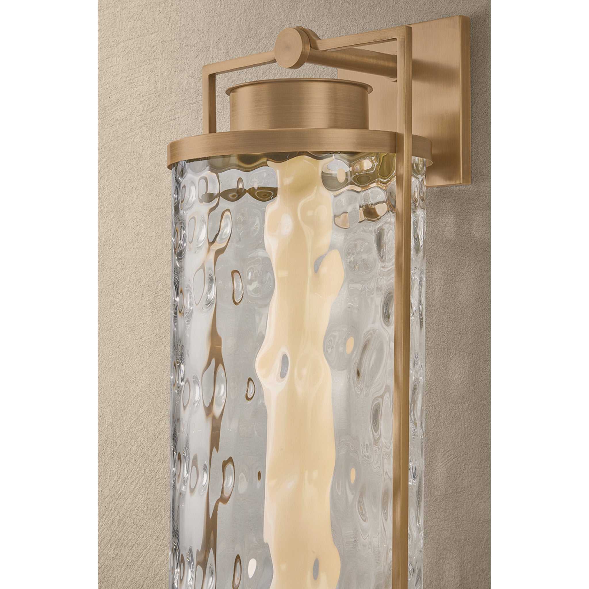 Haddock 1-Light Exterior Wall Sconce in Patina Brass 10.5W x 28H
