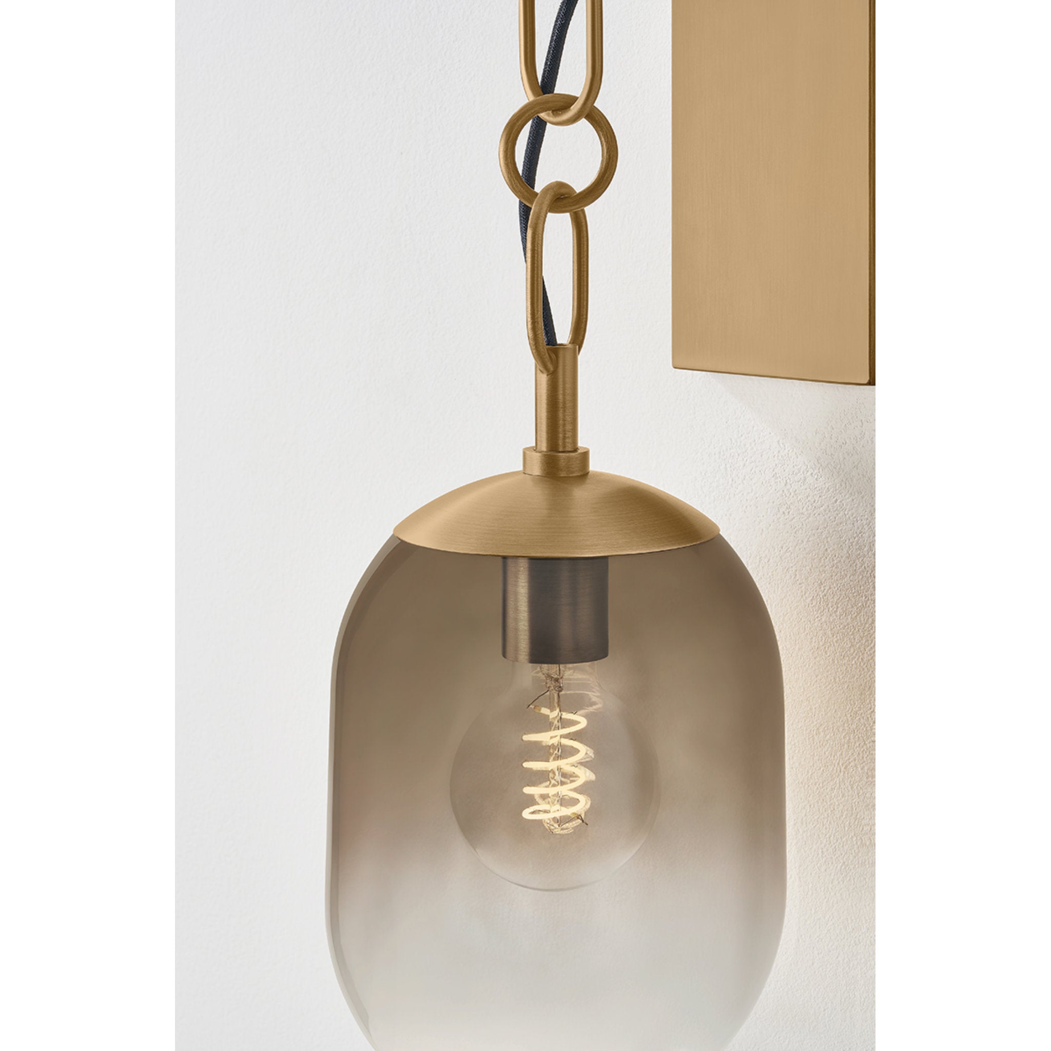 Harvey 1-Light Wall Sconce in Patina Brass 7W x 18.5H