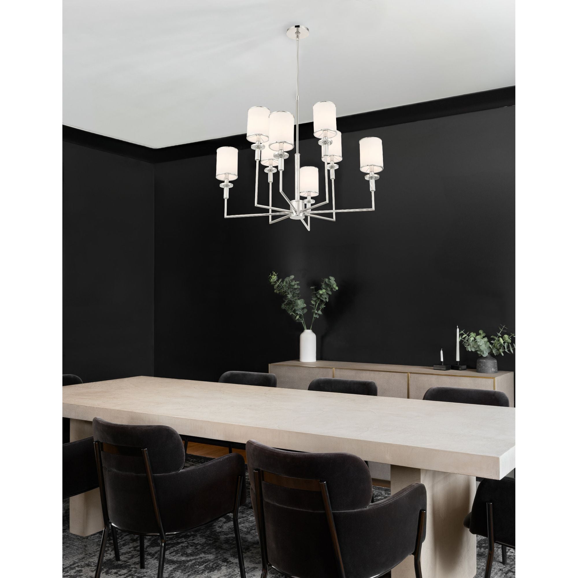 Hatfield 33.25'' Polished Nickel Chandelier Silver 33.25"W x 26"H x 33.25"D