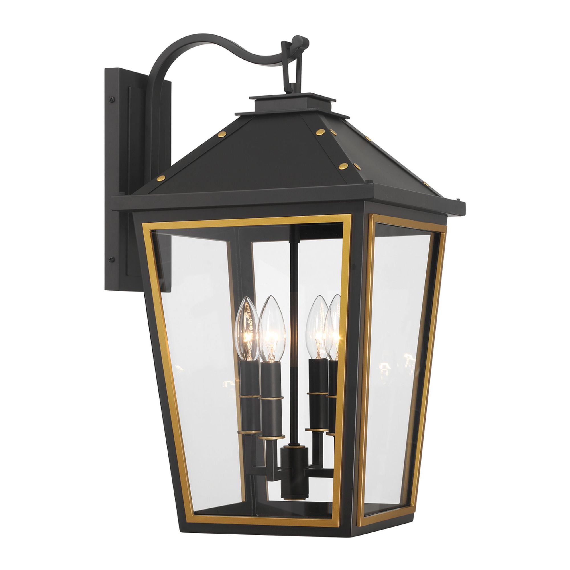 Hawkins 12'' Matte Black + Textured Gold Outdoor Sconce Black 12"W x 22.5"H x 14.25"D