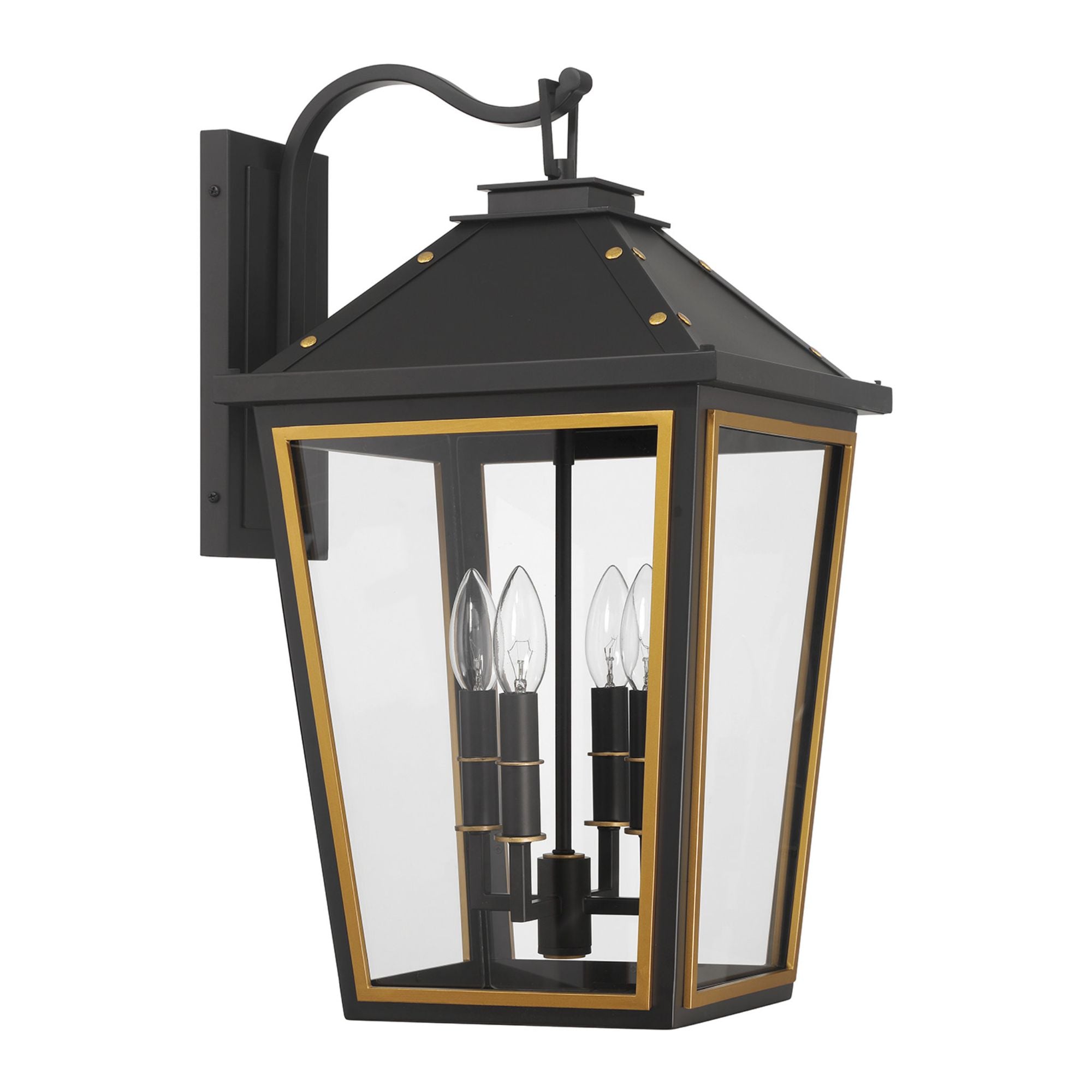 Hawkins 12'' Matte Black + Textured Gold Outdoor Sconce Black 12"W x 22.5"H x 14.25"D