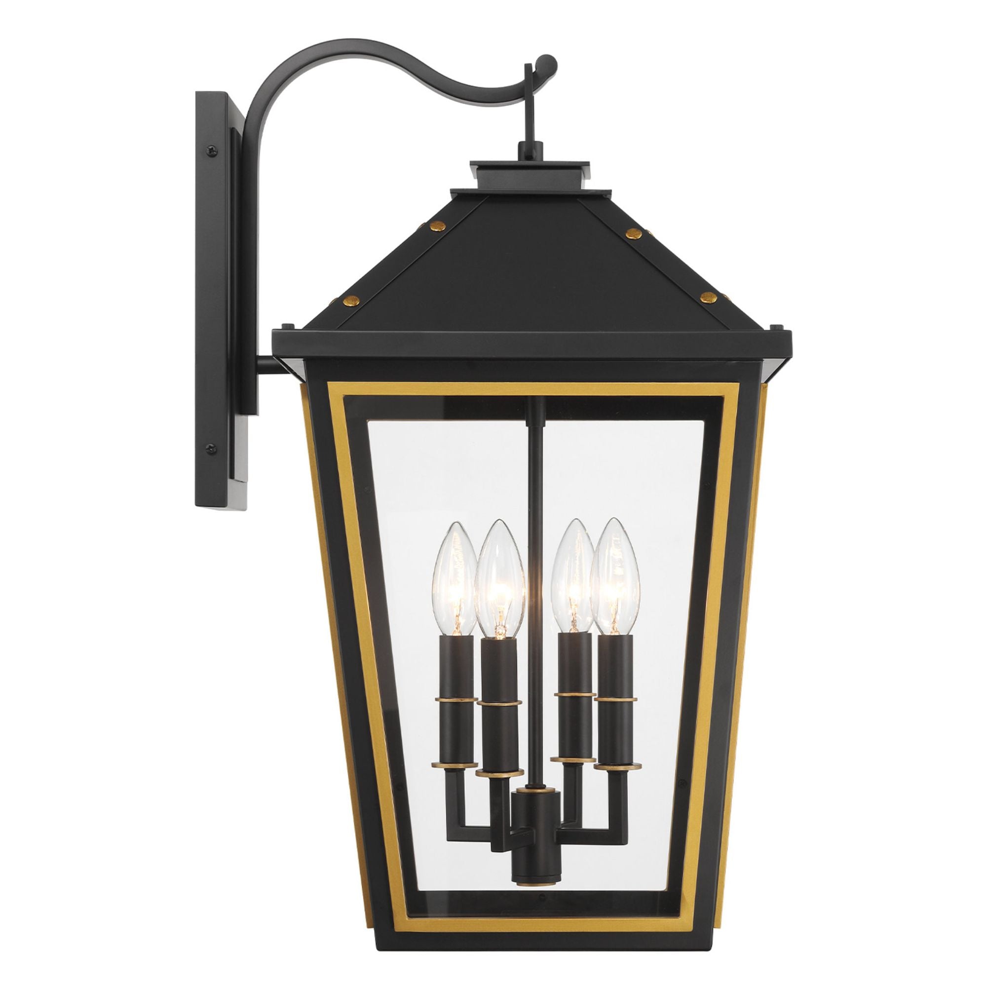 Hawkins 12'' Matte Black + Textured Gold Outdoor Sconce Black 12"W x 22.5"H x 14.25"D