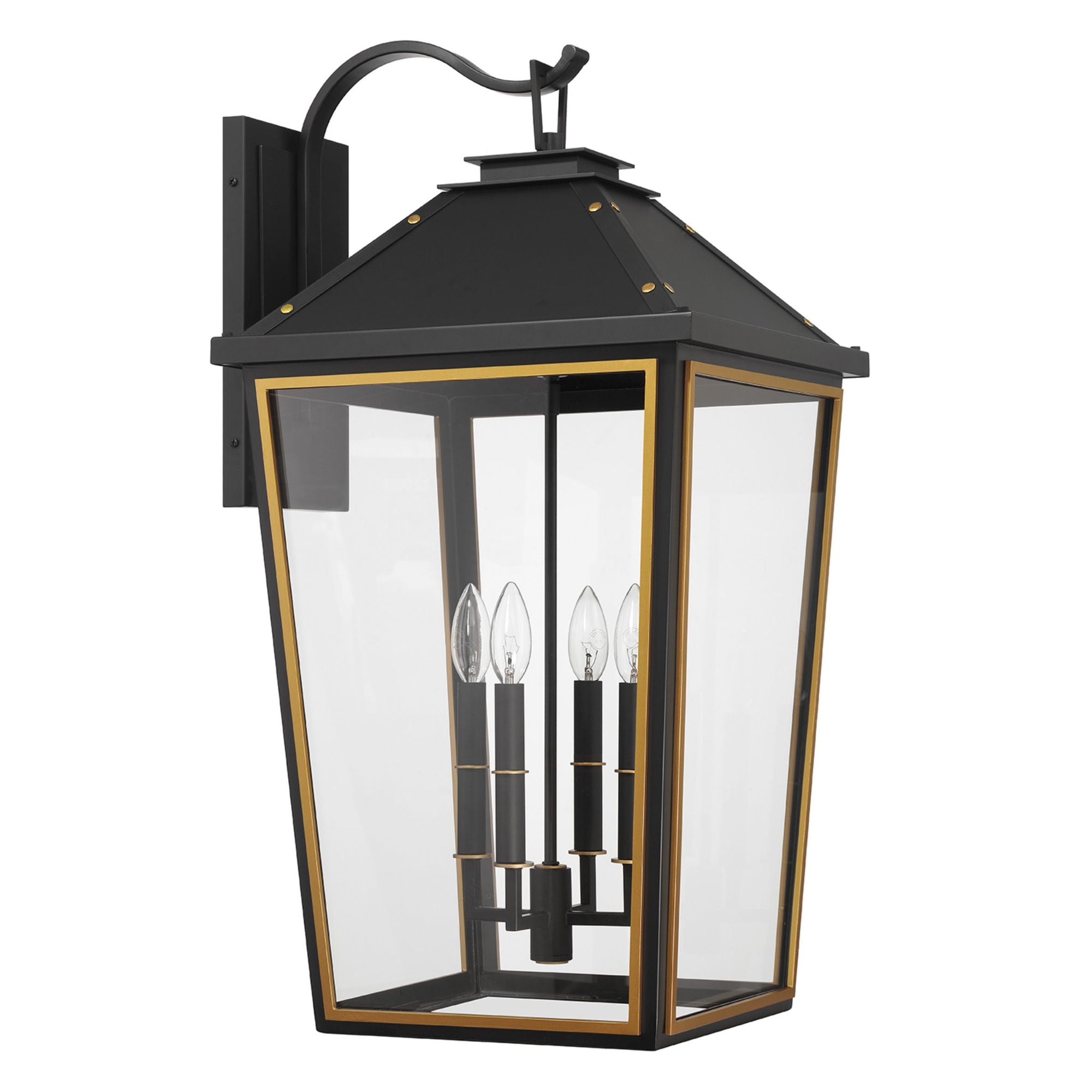 Hawkins 15'' Matte Black + Textured Gold Outdoor Sconce Black 15"W x 29.75"H x 17"D
