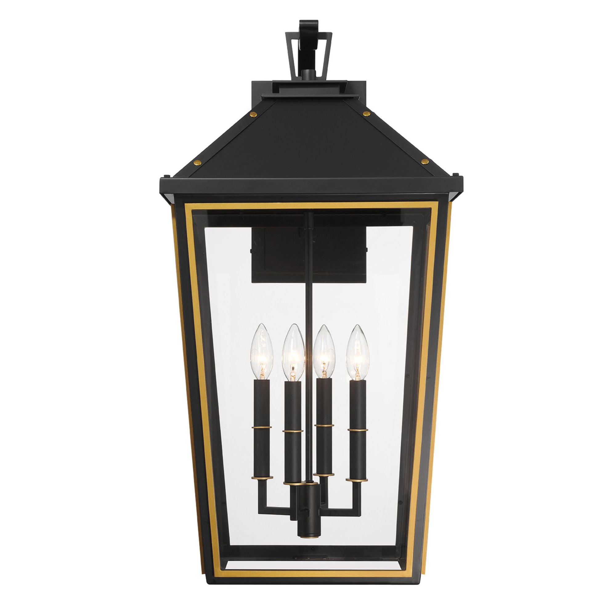 Hawkins 15'' Matte Black + Textured Gold Outdoor Sconce Black 15"W x 29.75"H x 17"D