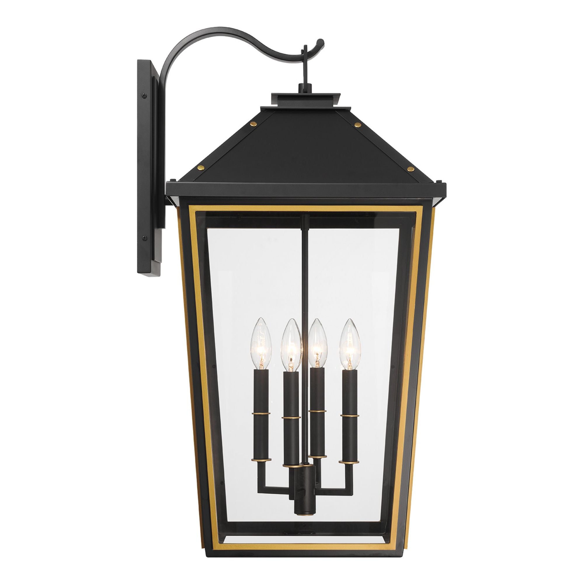 Hawkins 15'' Matte Black + Textured Gold Outdoor Sconce Black 15"W x 29.75"H x 17"D