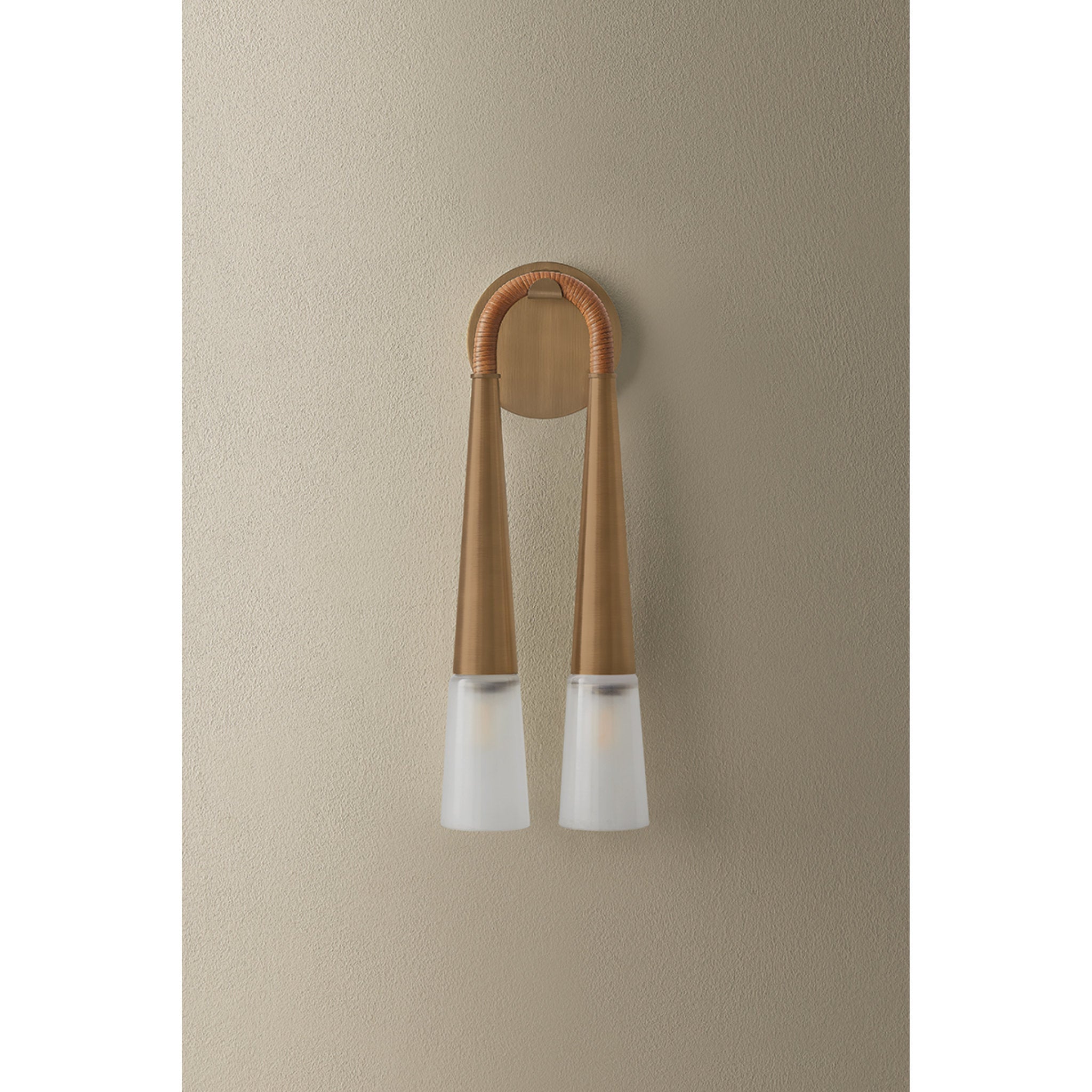 Hawke 2-Light Wall Sconce in Patina Brass 6W x 16.25H