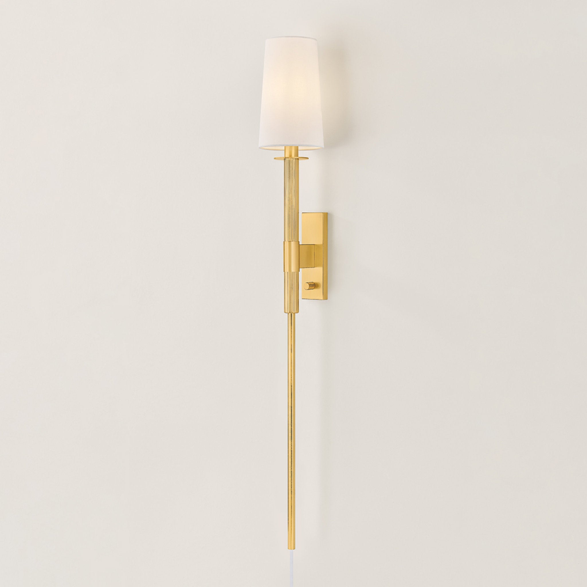 Ginny 1-Light Plug-in Sconce in Aged Brass 5.5W x 43.25H