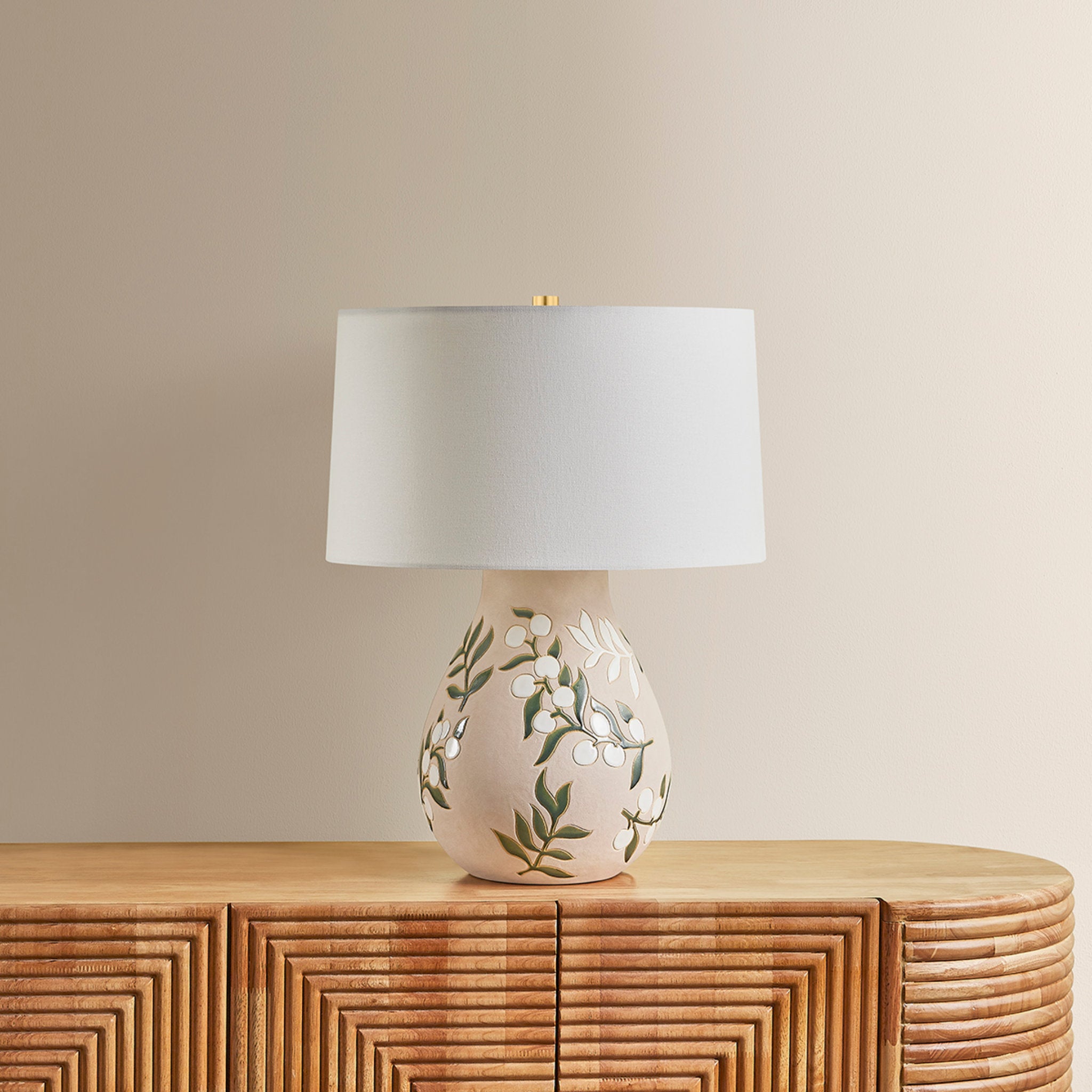 Maeve 1-Light Table Lamp in Aged Brass 16W x 20.25H