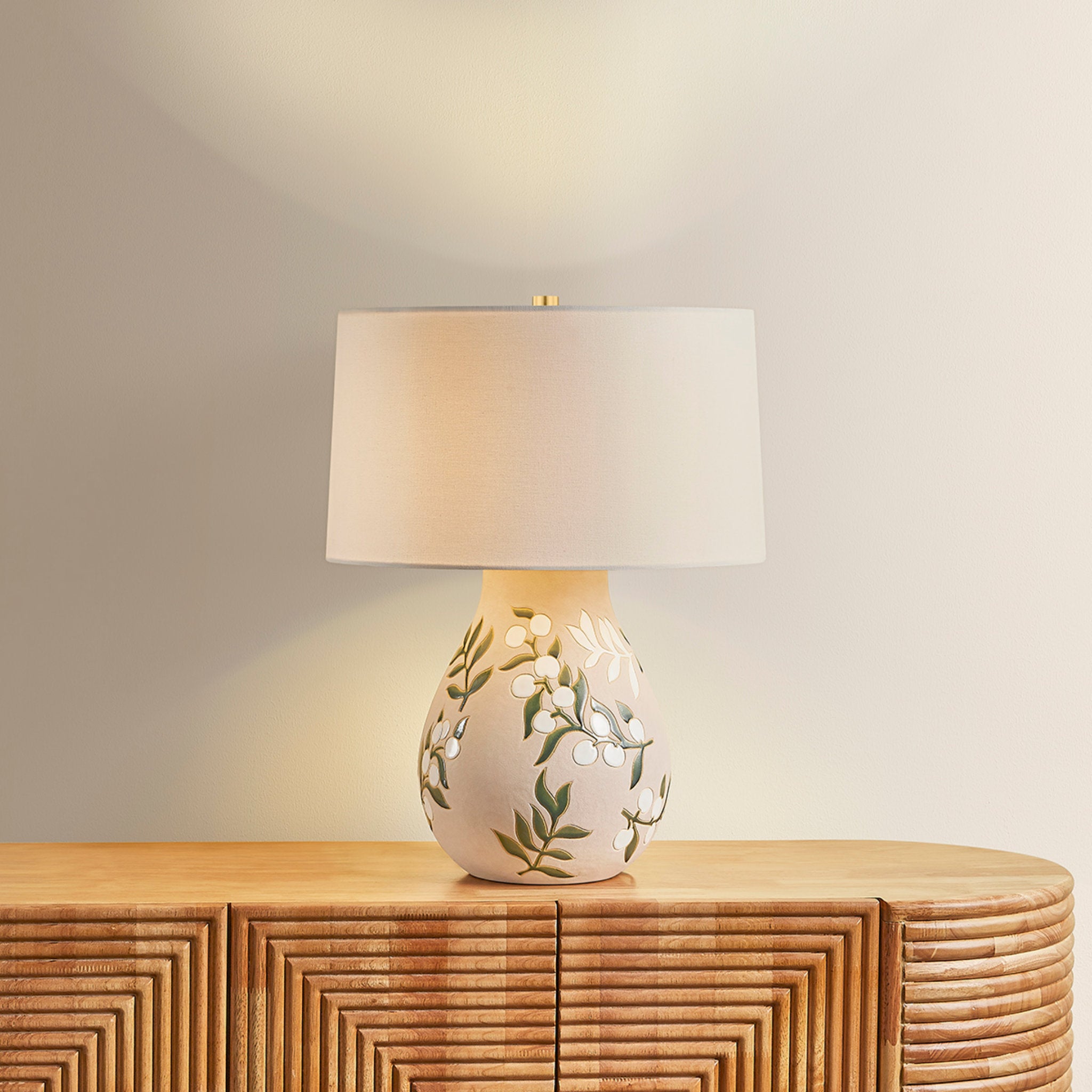 Maeve 1-Light Table Lamp in Aged Brass 16W x 20.25H