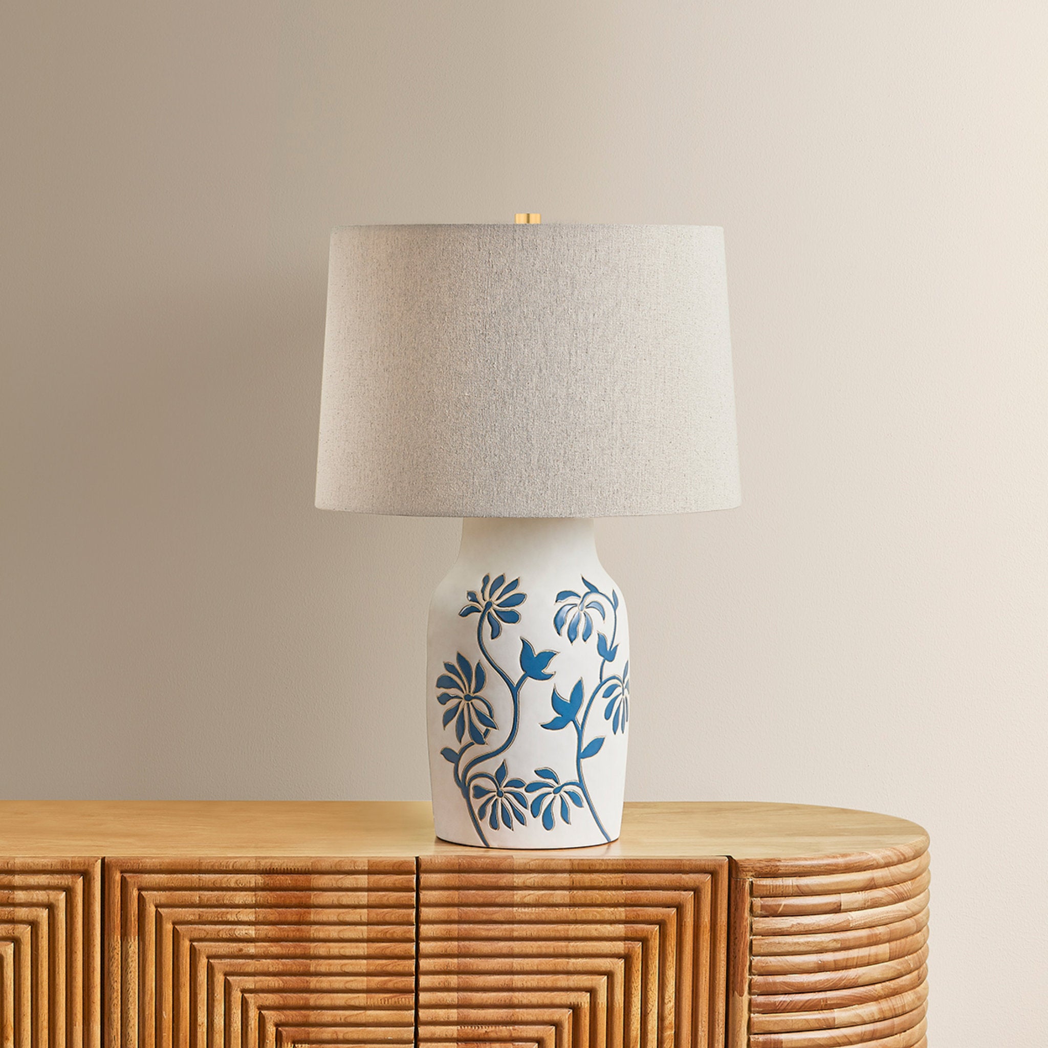 Yazmeen 1-Light Table Lamp in Aged Brass 16W x 22.5H