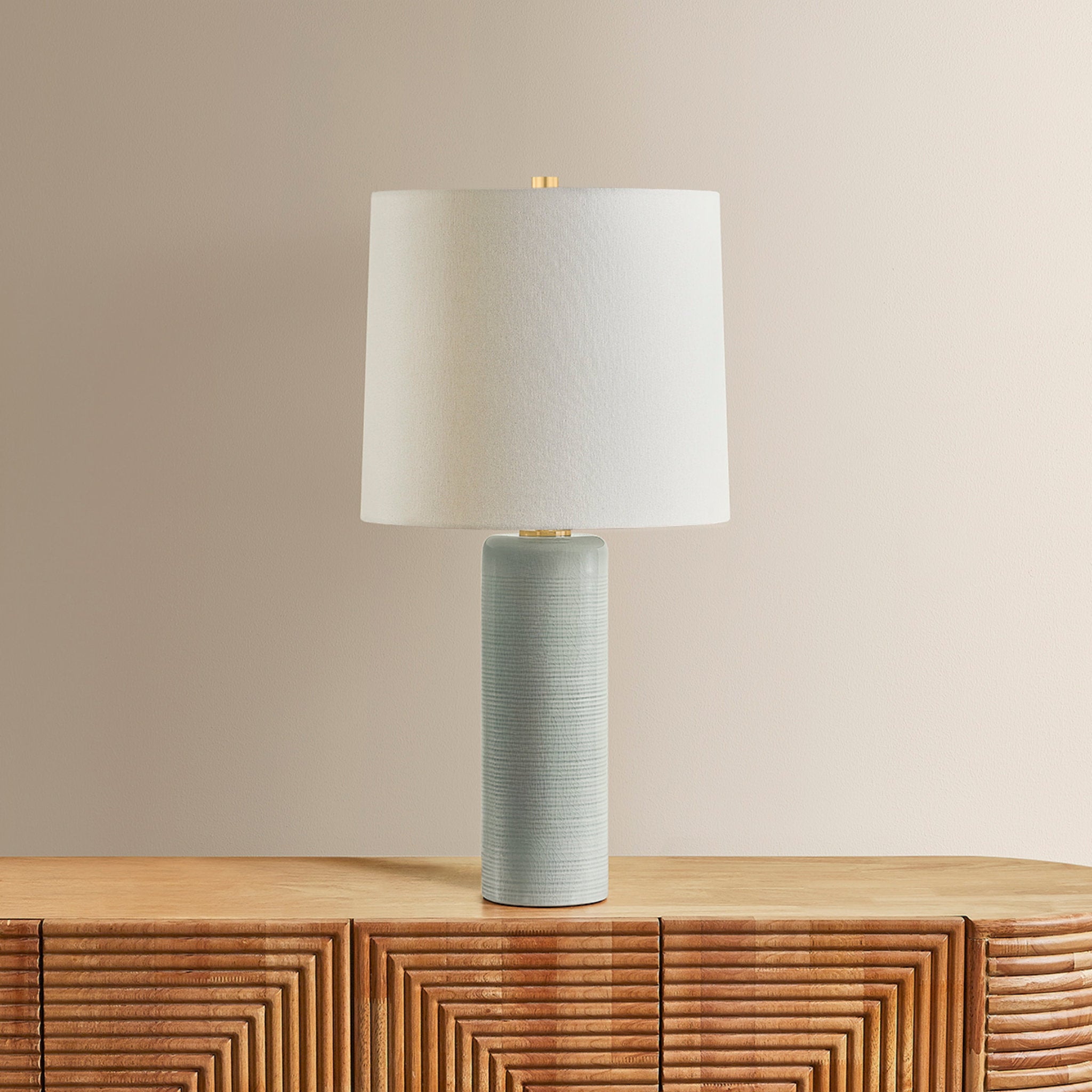 Tuva 1-Light Table Lamp in Aged Brass 14W x 24.5H