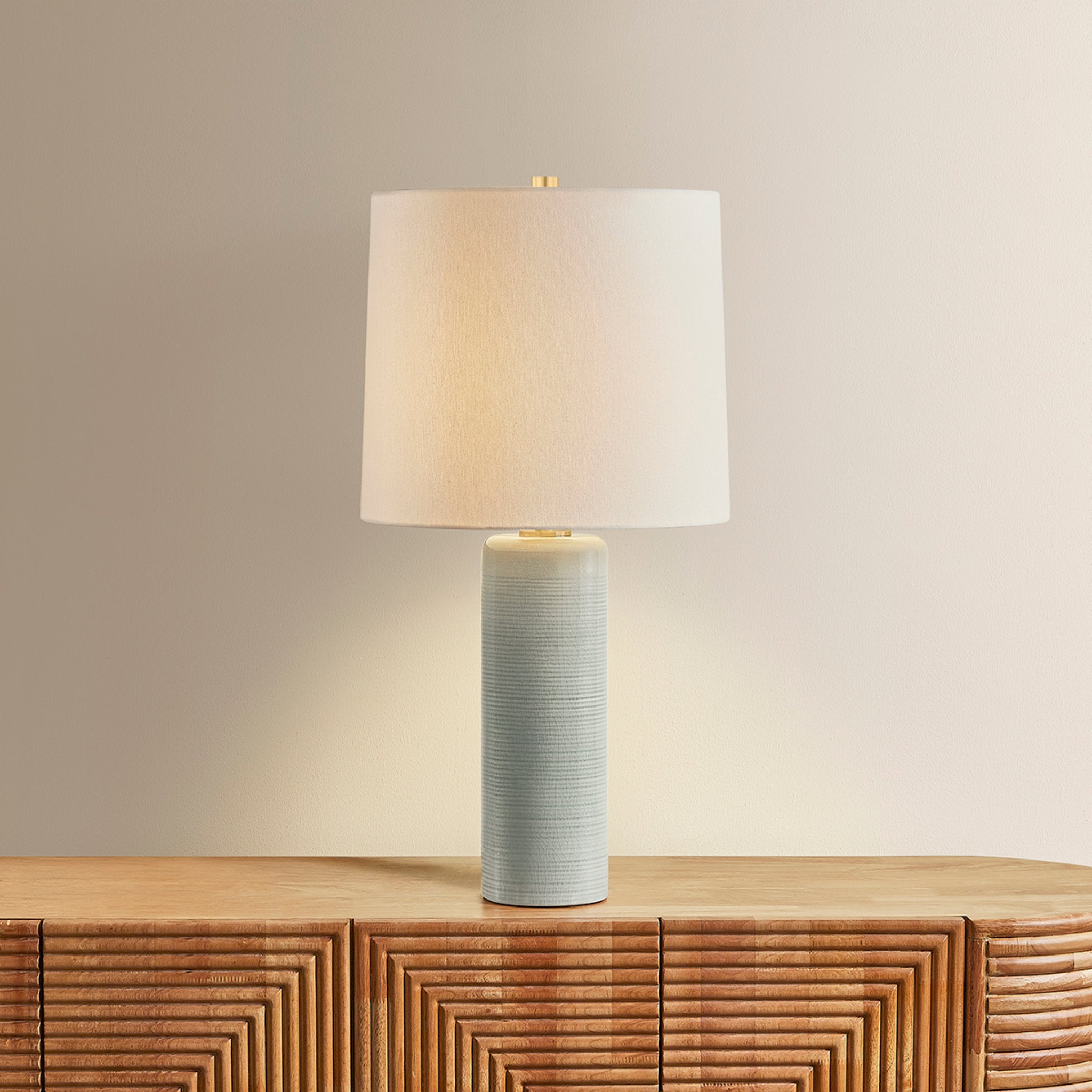 Tuva 1-Light Table Lamp in Aged Brass 14W x 24.5H