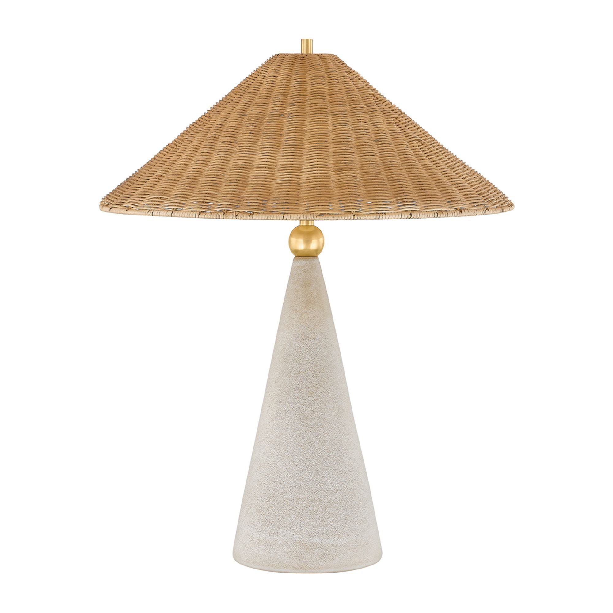 PERILLA 1-Light Table Lamp in  Aged Brass/ Ceramic Windswept White by  DABITO 22L x 22W x 28H