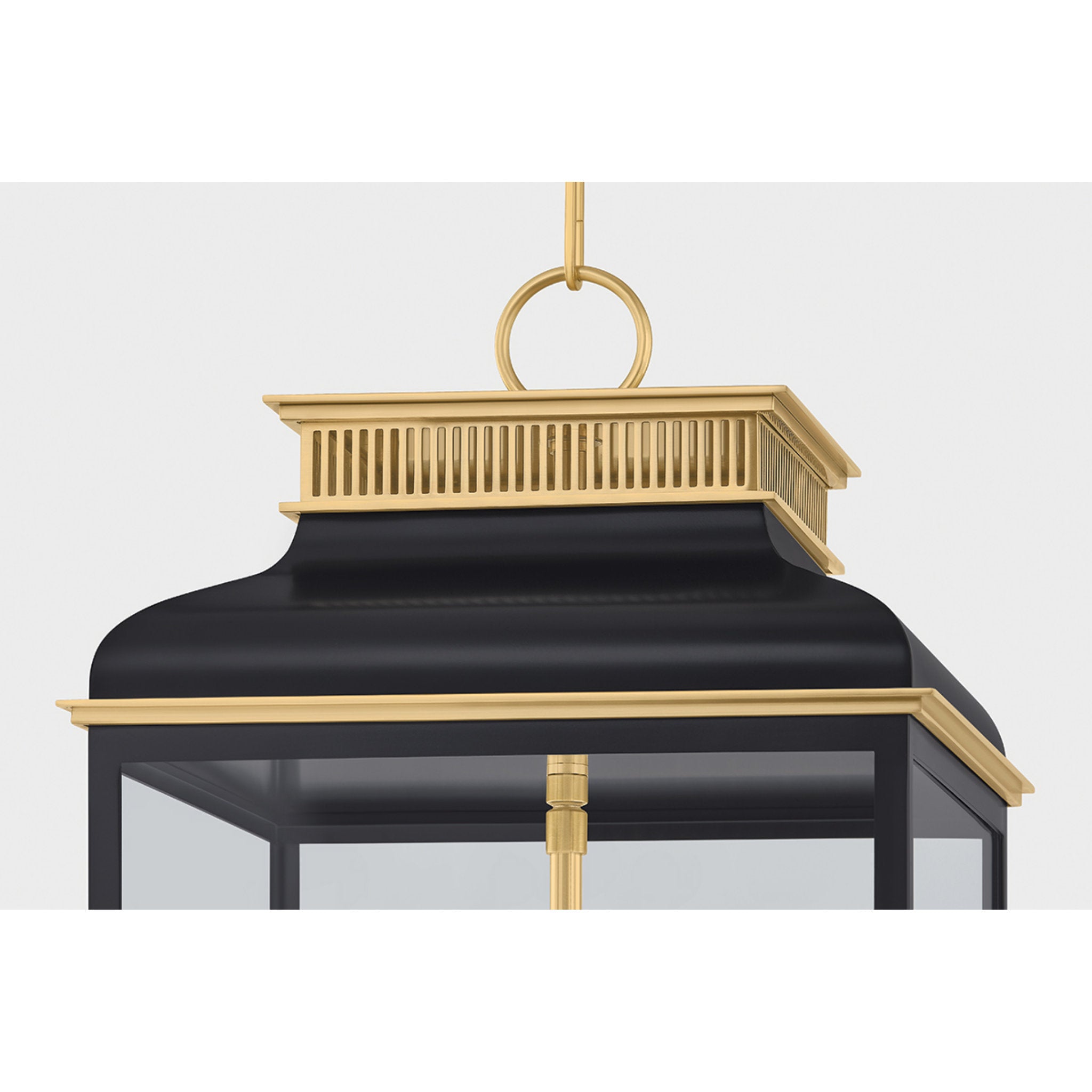 Houghton 4-Light Lantern in Aged Brass by Mark D. Sikes 12.75L x 12.75W x 22.25H (Darkest Blue)