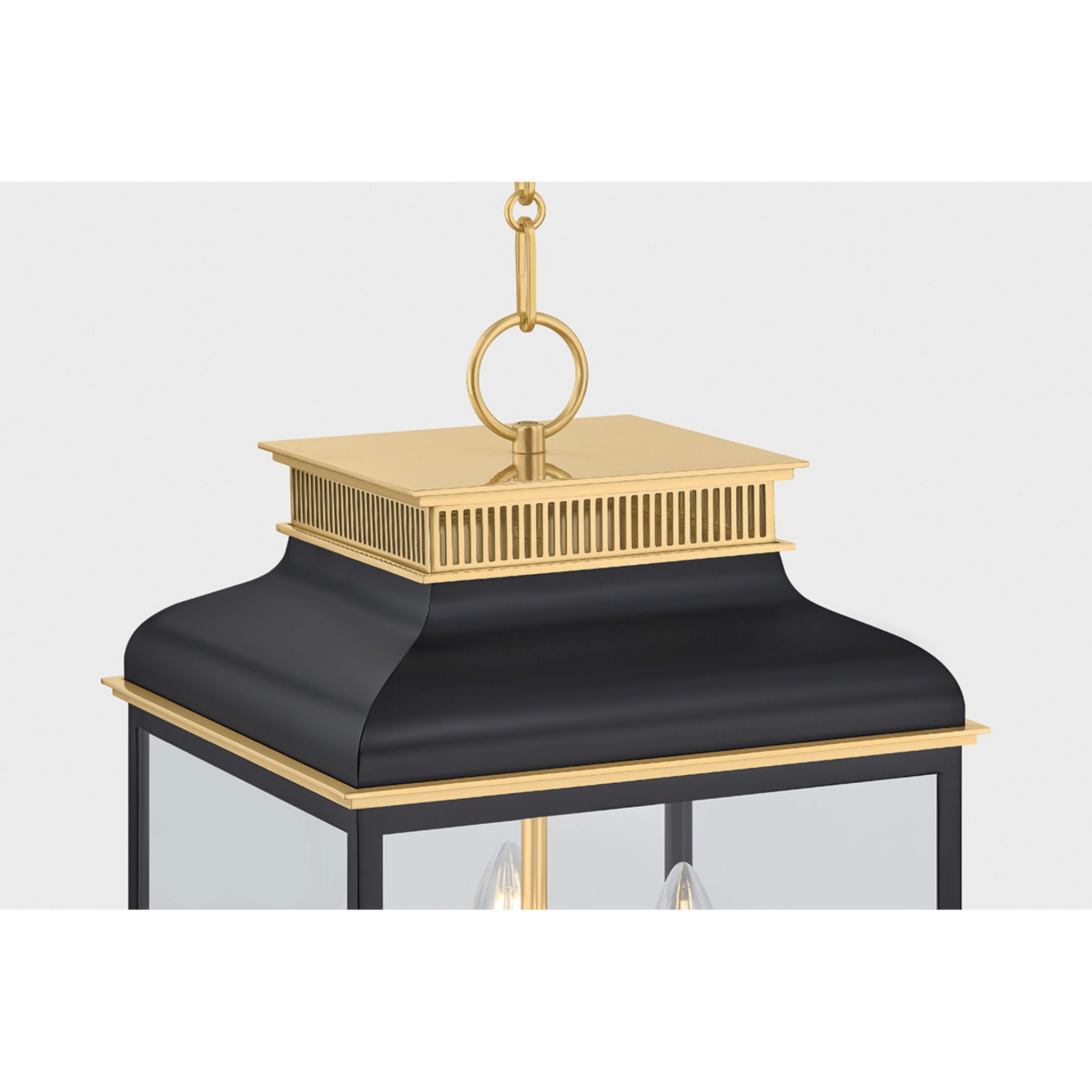 Houghton 4-Light Lantern in Aged Brass by Mark D. Sikes 12.75L x 12.75W x 22.25H (Darkest Blue)