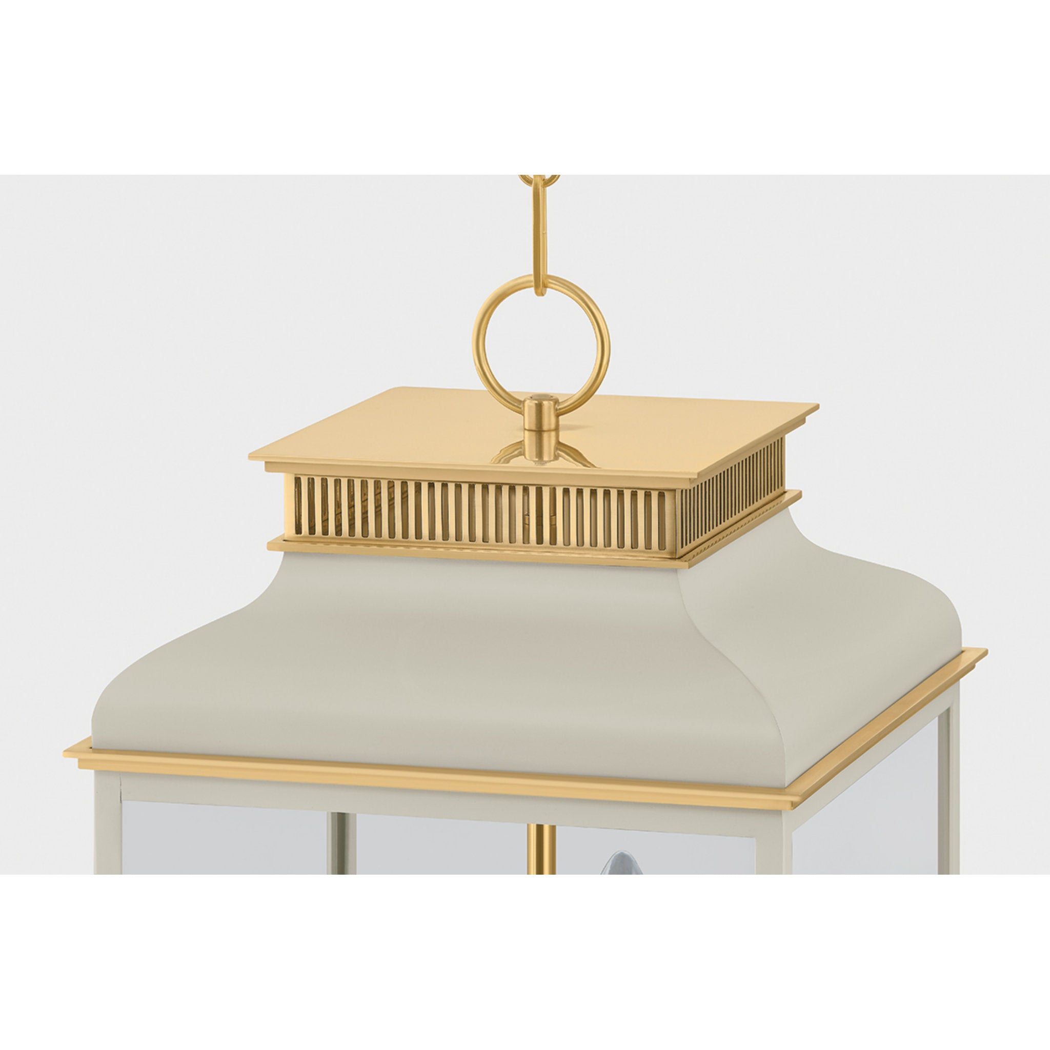 Houghton 4-Light Lantern in Aged Brass by Mark D. Sikes 12.75L x 12.75W x 22.25H (Off-White)