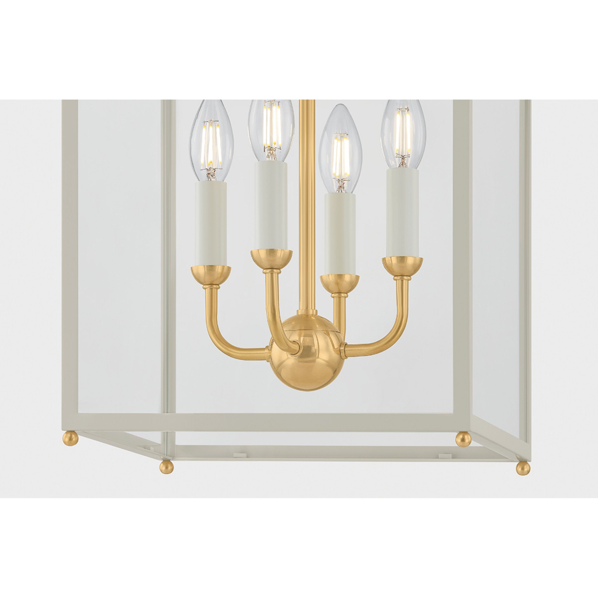 Houghton 4-Light Lantern in Aged Brass by Mark D. Sikes 12.75L x 12.75W x 22.25H (Off-White)