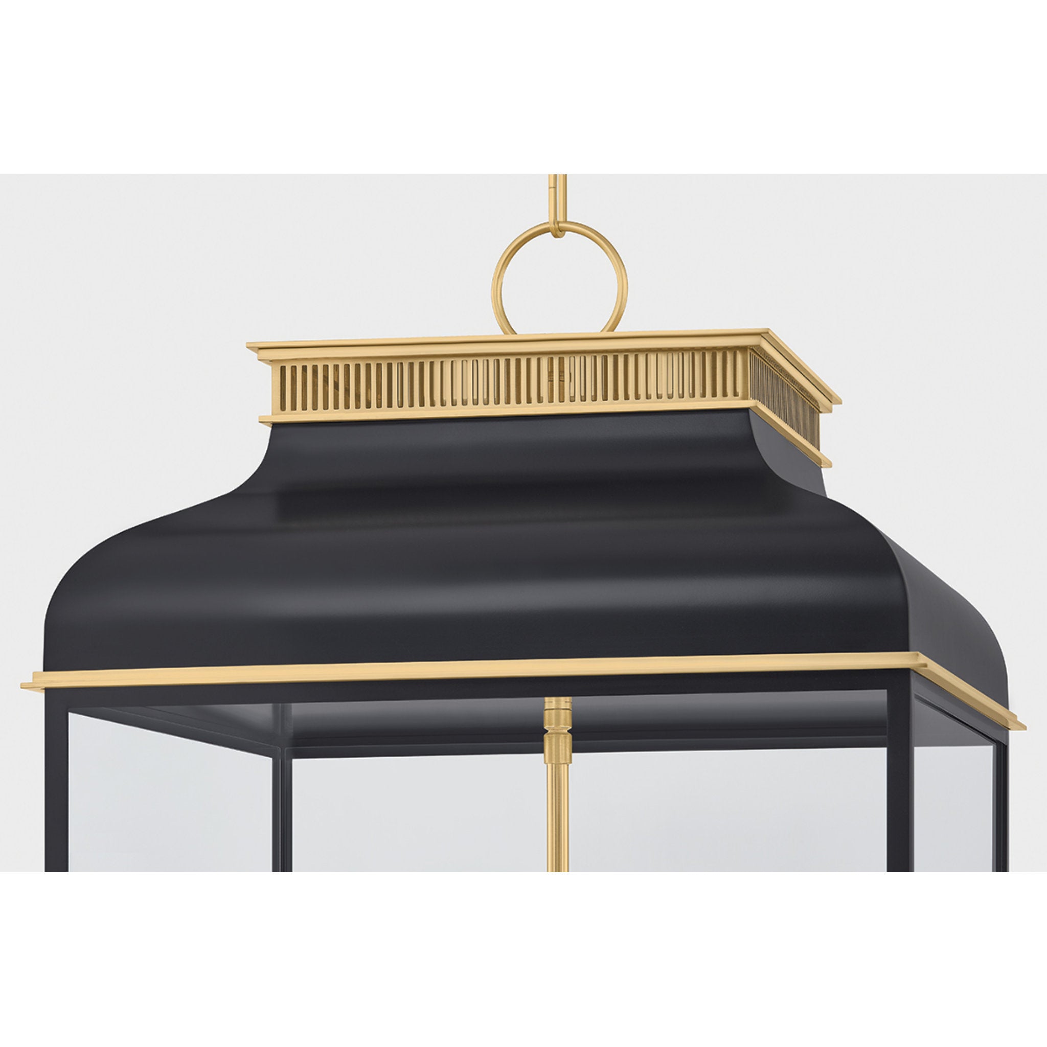 Houghton 4-Light Lantern in Aged Brass by Mark D. Sikes 19L x 19W x 32.75H (Darkest Blue)