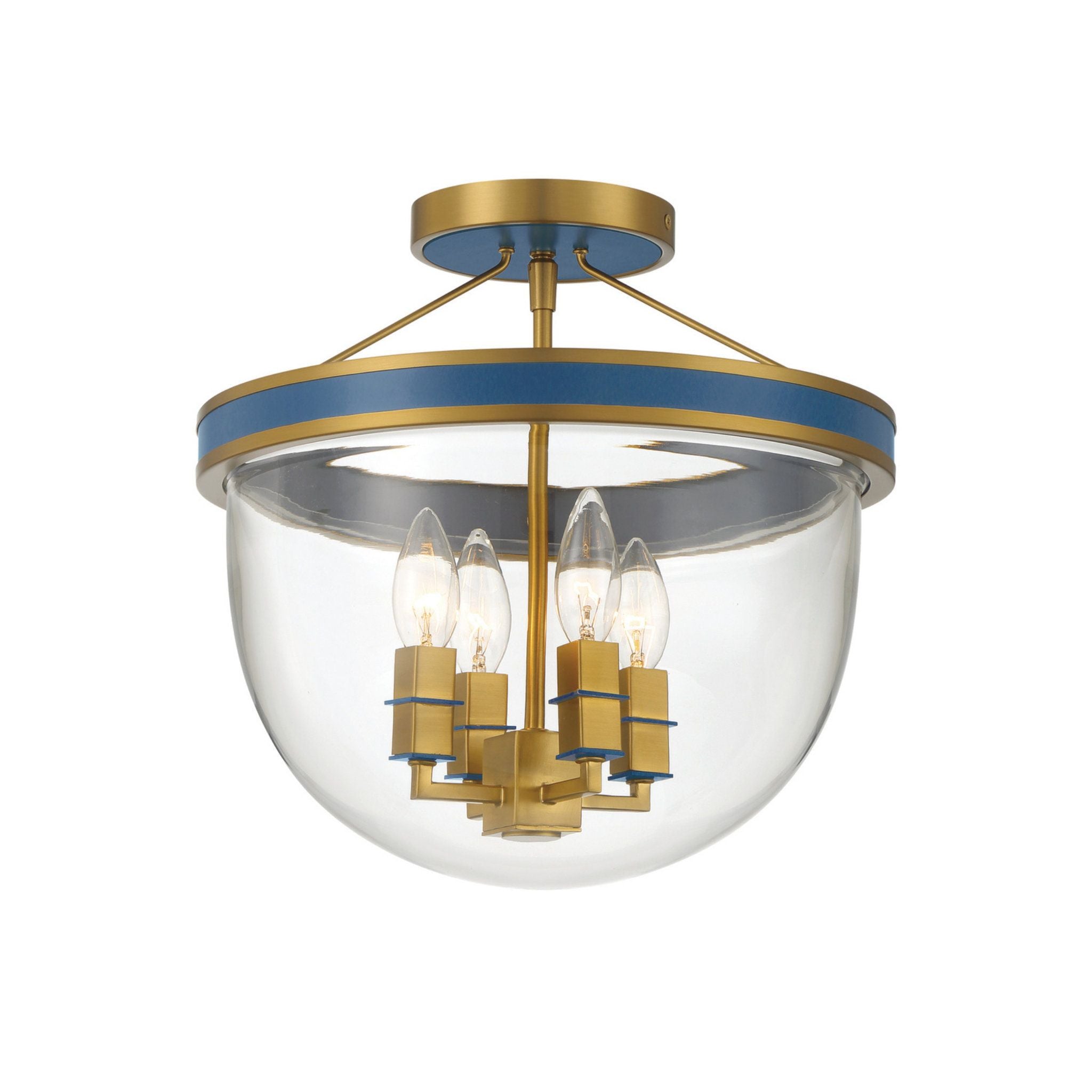 Libby Langdon Herrick 13" Luxe Gold + Navy Semi Flush Mount 4-Light 13"W x 12.5"H x 13"D