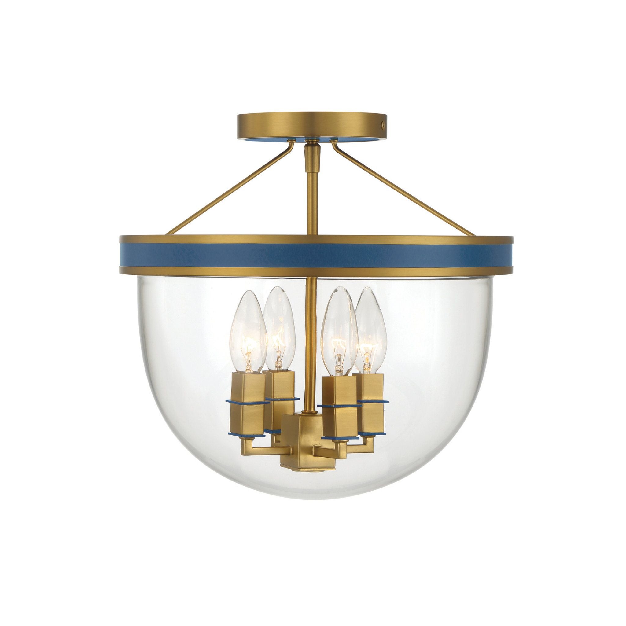 Libby Langdon Herrick 13" Luxe Gold + Navy Semi Flush Mount 4-Light 13"W x 12.5"H x 13"D