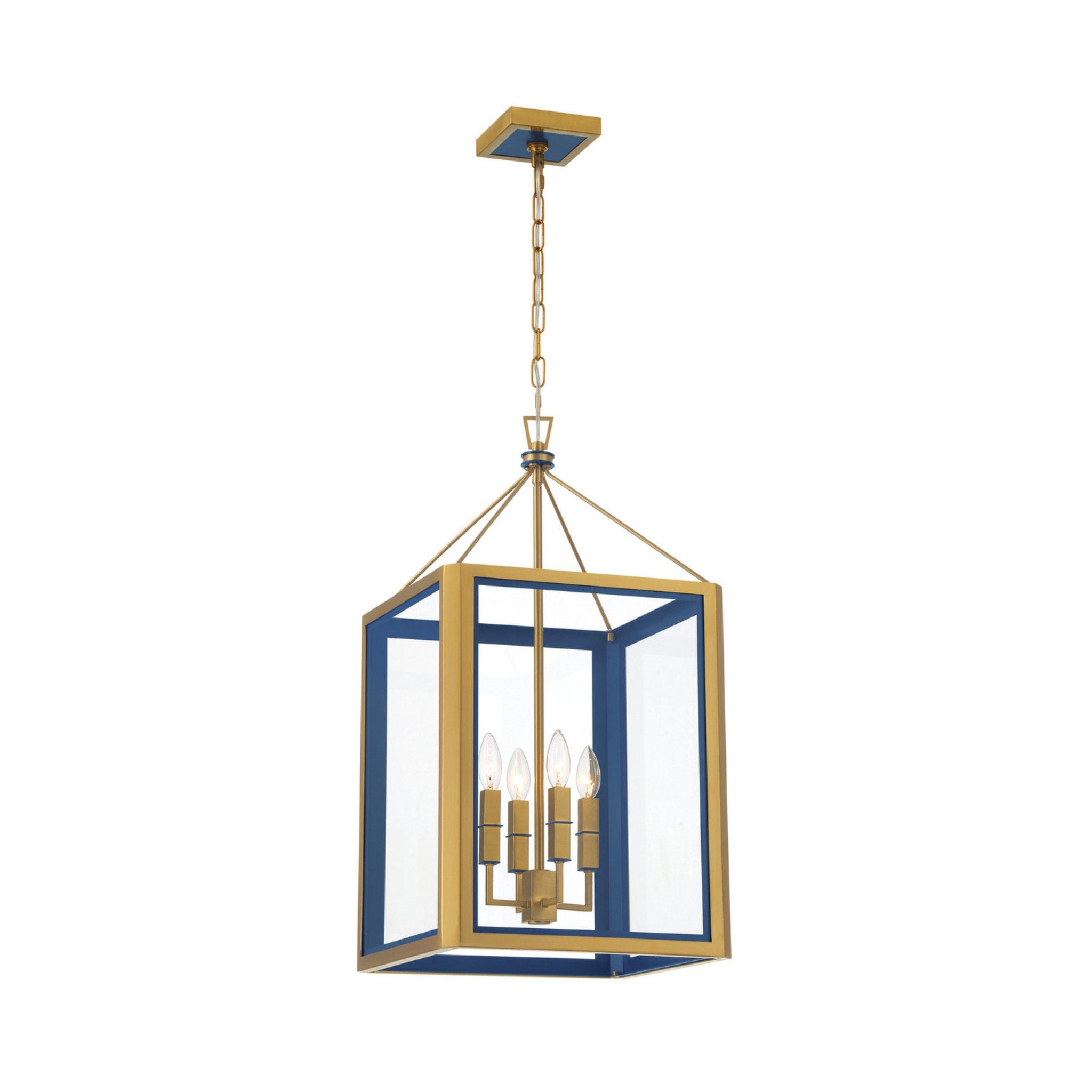 Libby Langdon Herrick 15" Luxe Gold + Navy Chandelier 4-Light 15"W x 28.5"H x 15"D