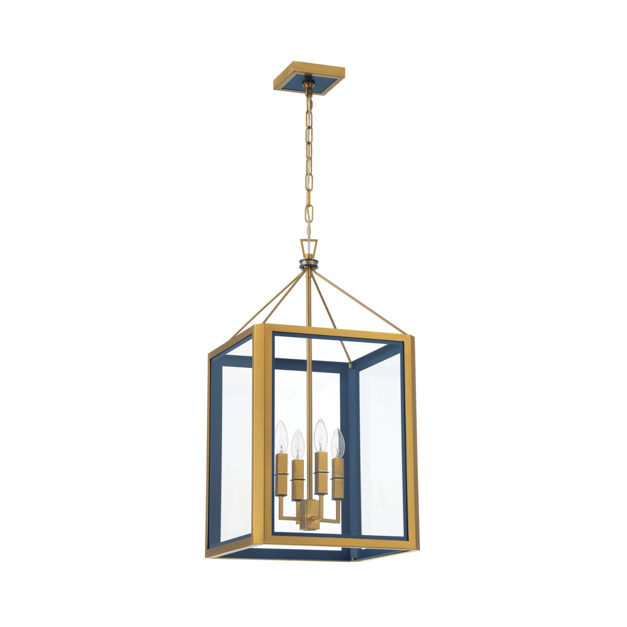 Libby Langdon Herrick 15" Luxe Gold + Navy Chandelier 4-Light 15"W x 28.5"H x 15"D
