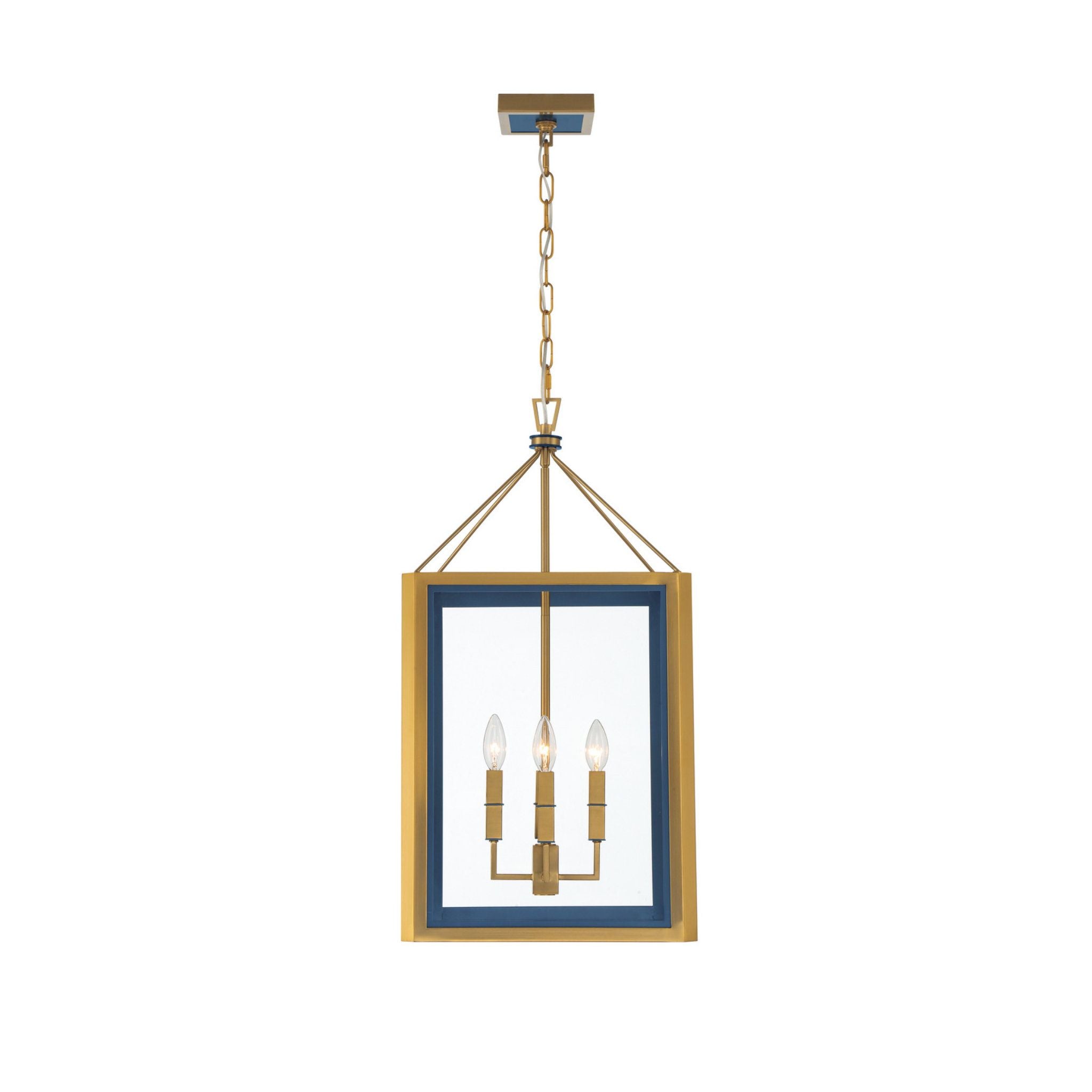 Libby Langdon Herrick 15" Luxe Gold + Navy Chandelier 4-Light 15"W x 28.5"H x 15"D