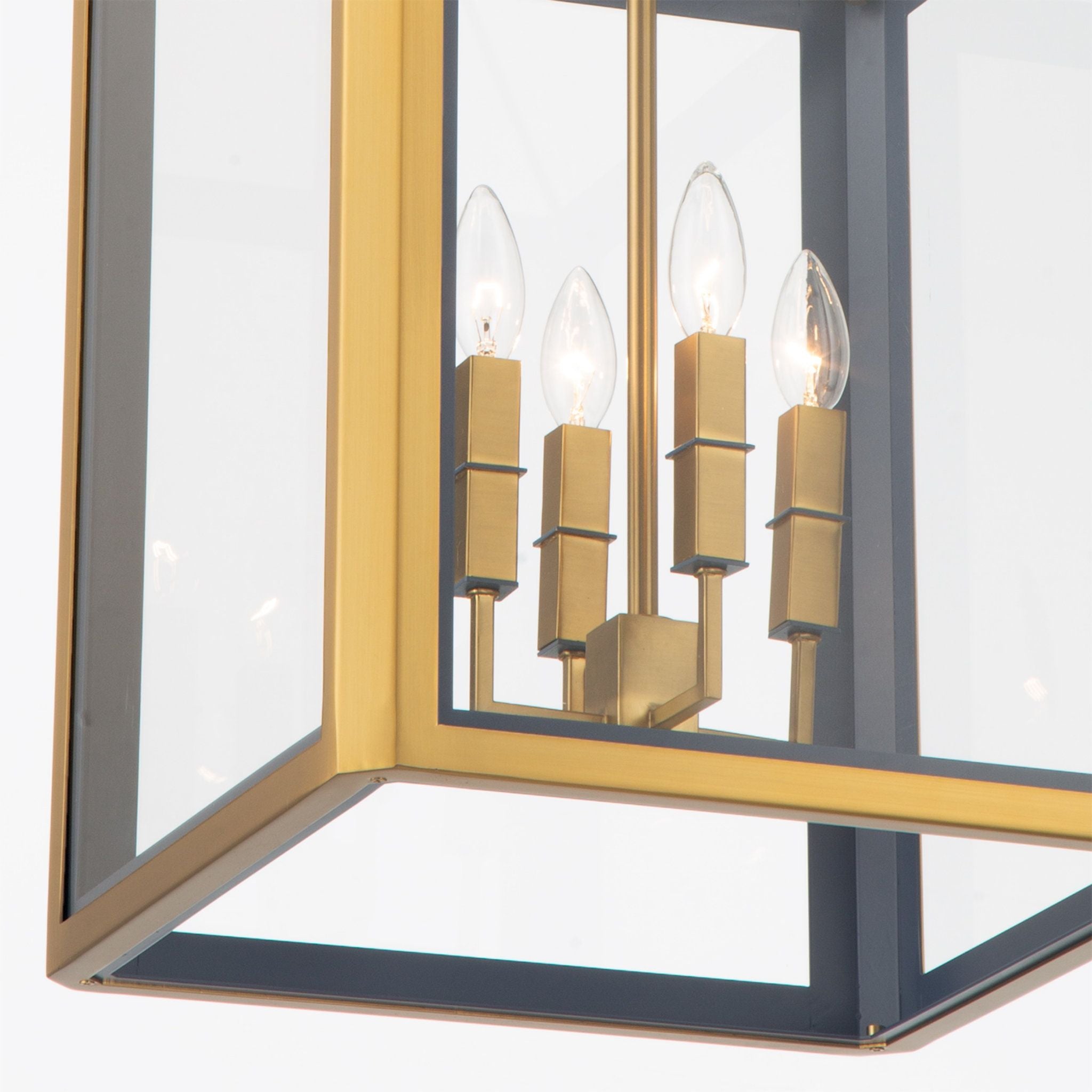 Libby Langdon Herrick 15" Luxe Gold + Navy Chandelier 4-Light 15"W x 28.5"H x 15"D
