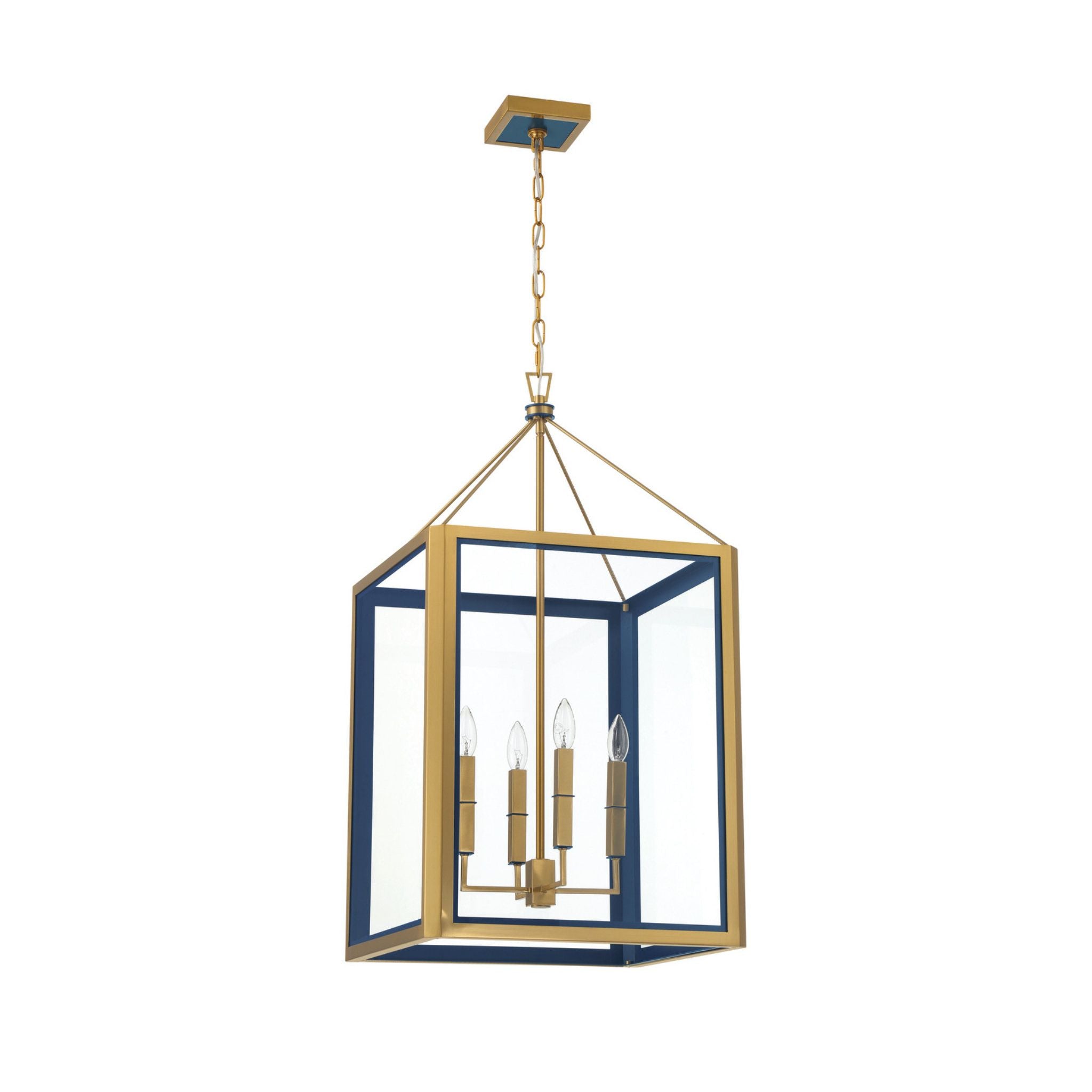Libby Langdon Herrick 18" Luxe Gold + Navy Chandelier 4-Light 18"W x 33.75"H x 18"D