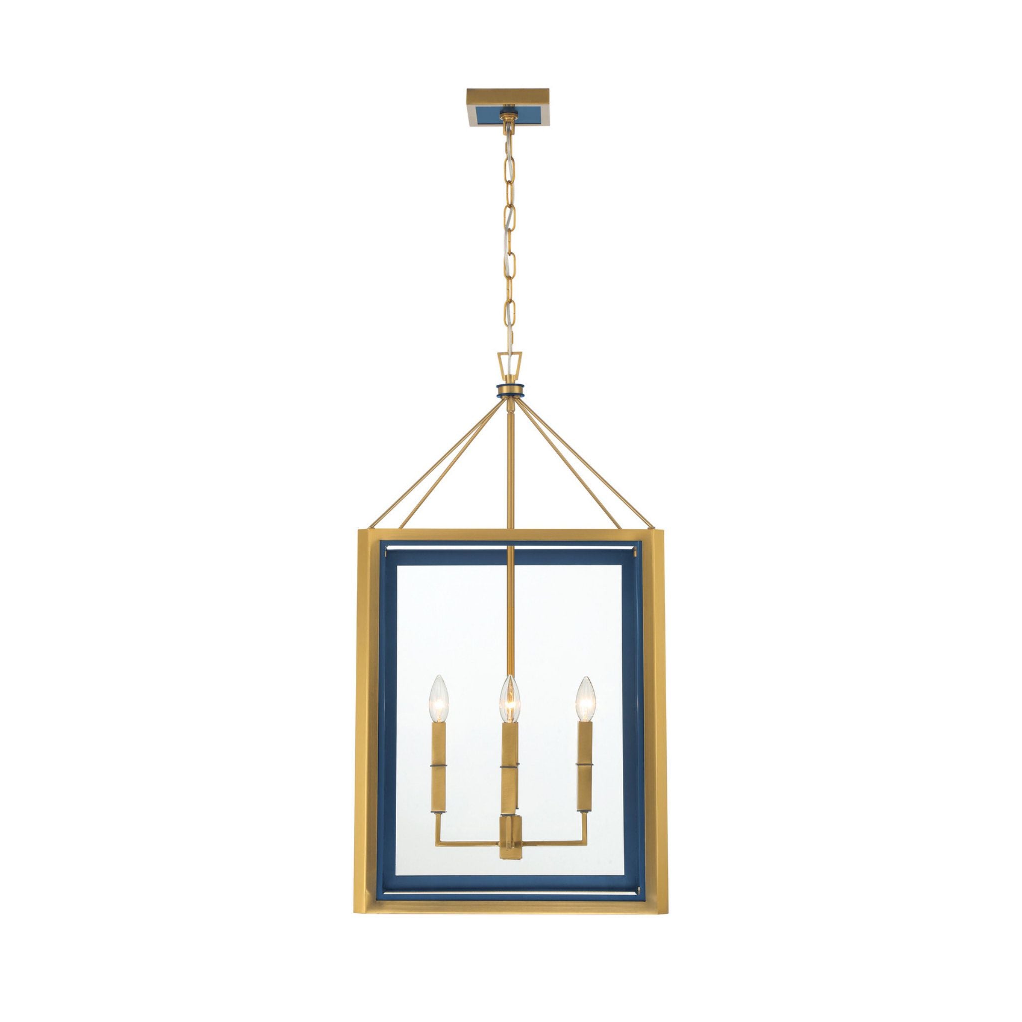 Libby Langdon Herrick 18" Luxe Gold + Navy Chandelier 4-Light 18"W x 33.75"H x 18"D
