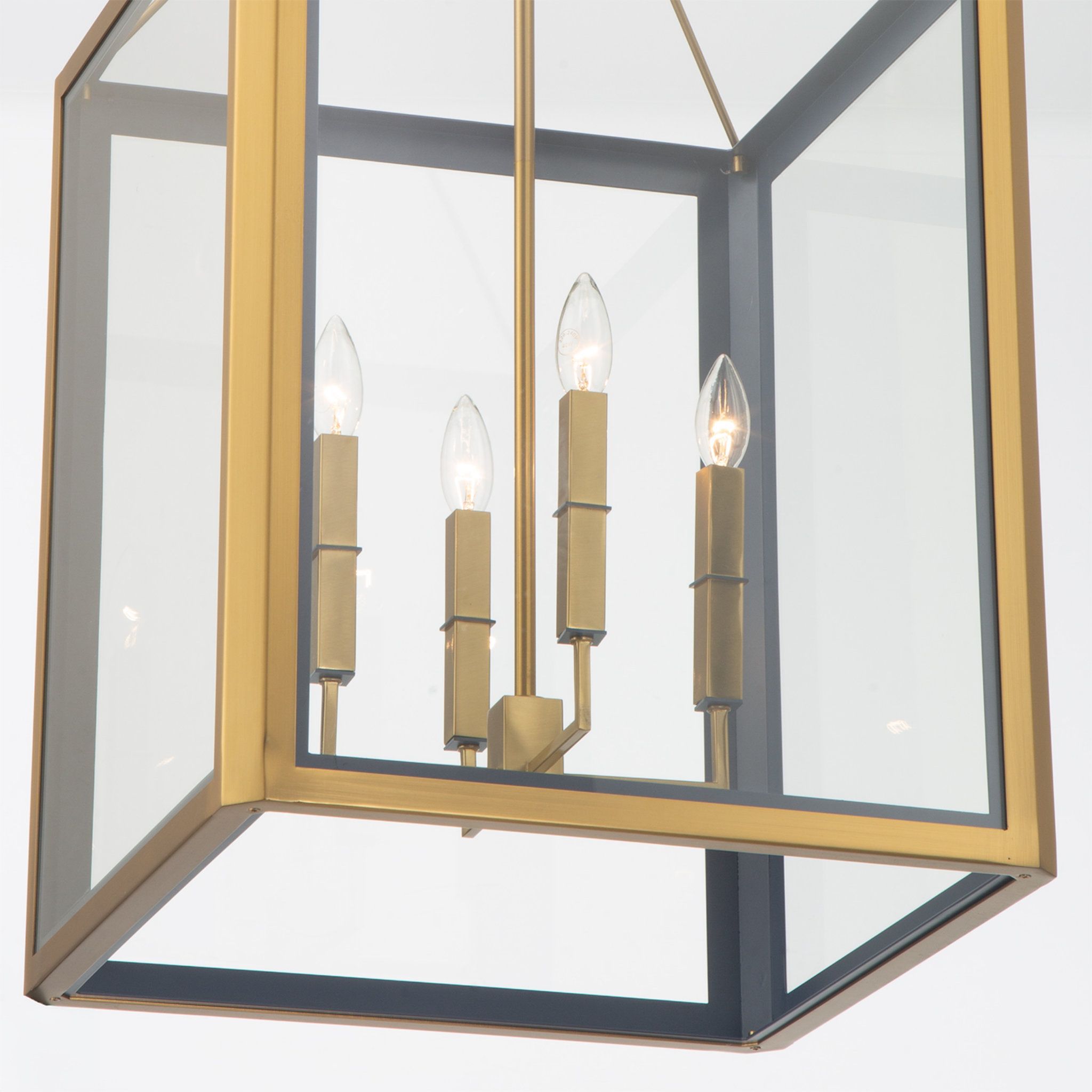 Libby Langdon Herrick 18" Luxe Gold + Navy Chandelier 4-Light 18"W x 33.75"H x 18"D