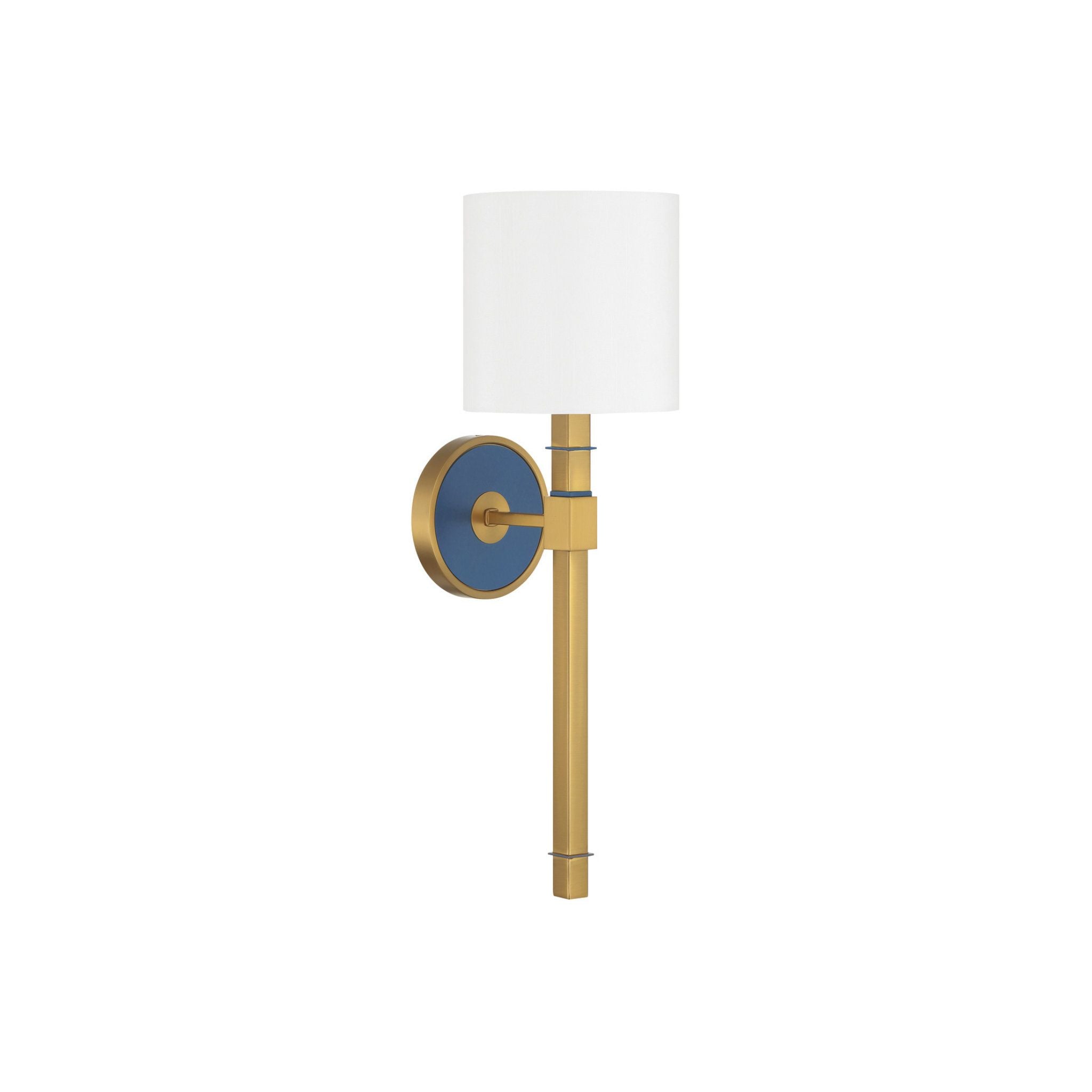 Libby Langdon Herrick 6.25" Luxe Gold + Navy Sconce 1-Light 6.25"W x 20.75"H x 7.5"D