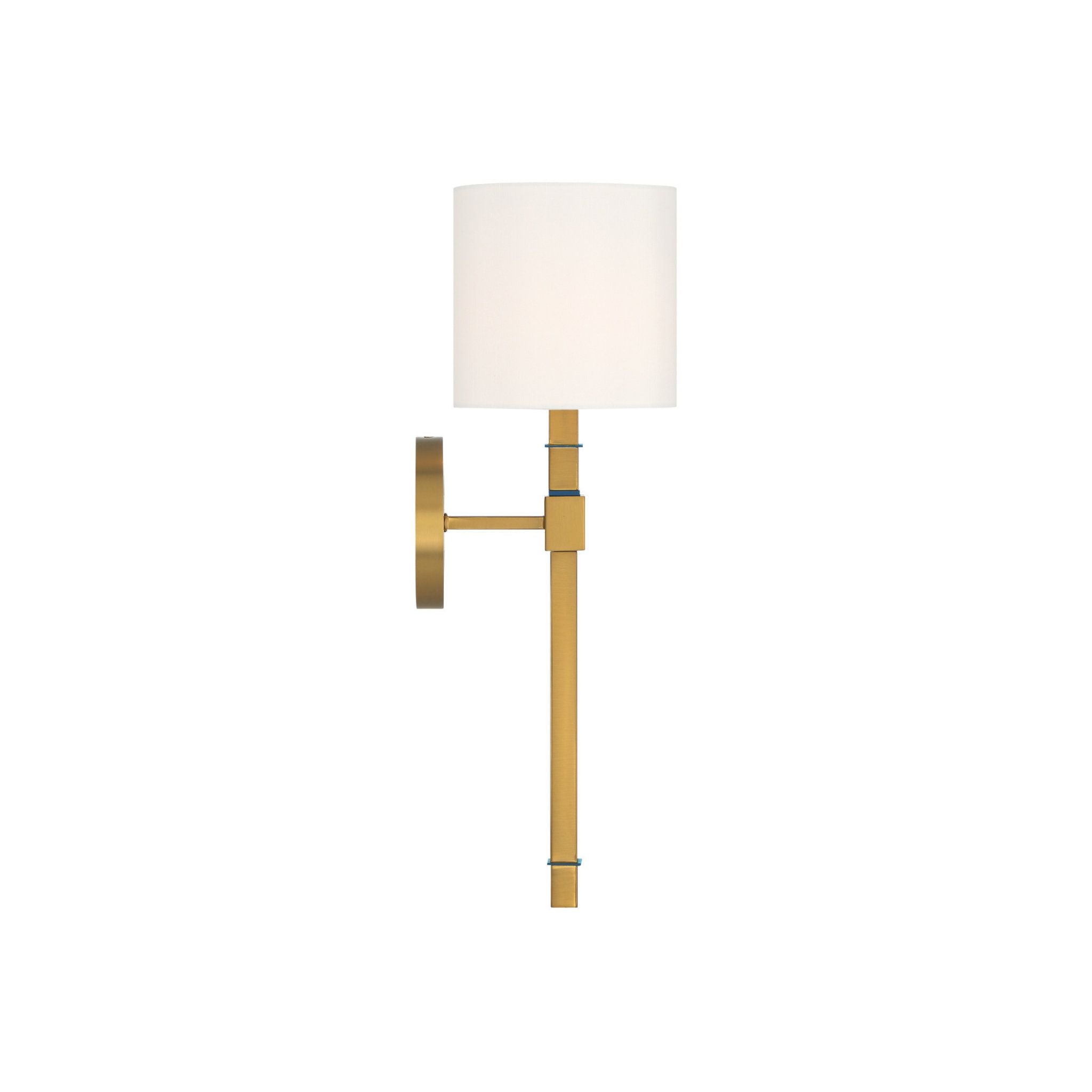 Libby Langdon Herrick 6.25" Luxe Gold + Navy Sconce 1-Light 6.25"W x 20.75"H x 7.5"D