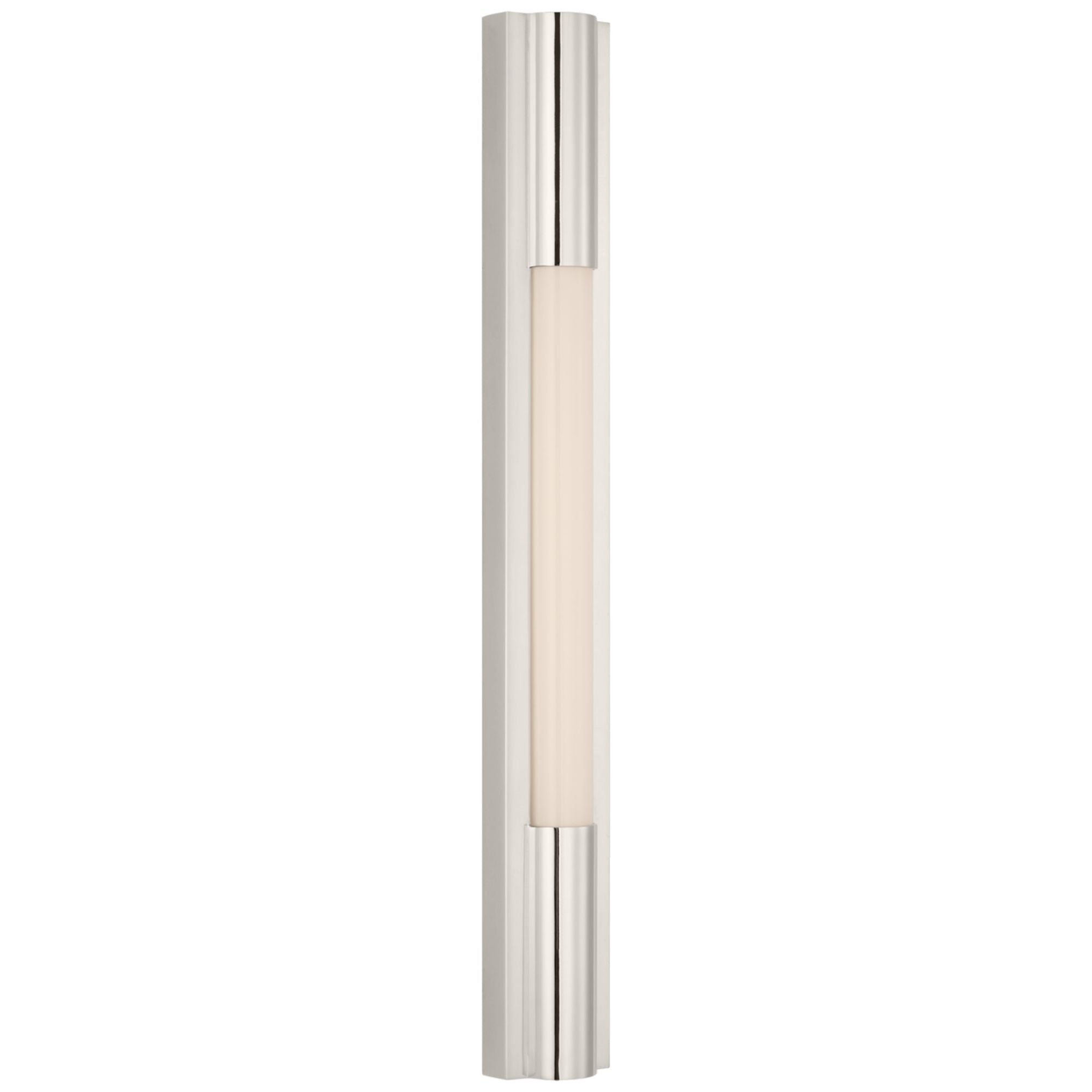 Ian K. Fowler Ellington 24" Slimline Bath Light in Polished Nickel with White Glass Wall Light W3" x H24"
