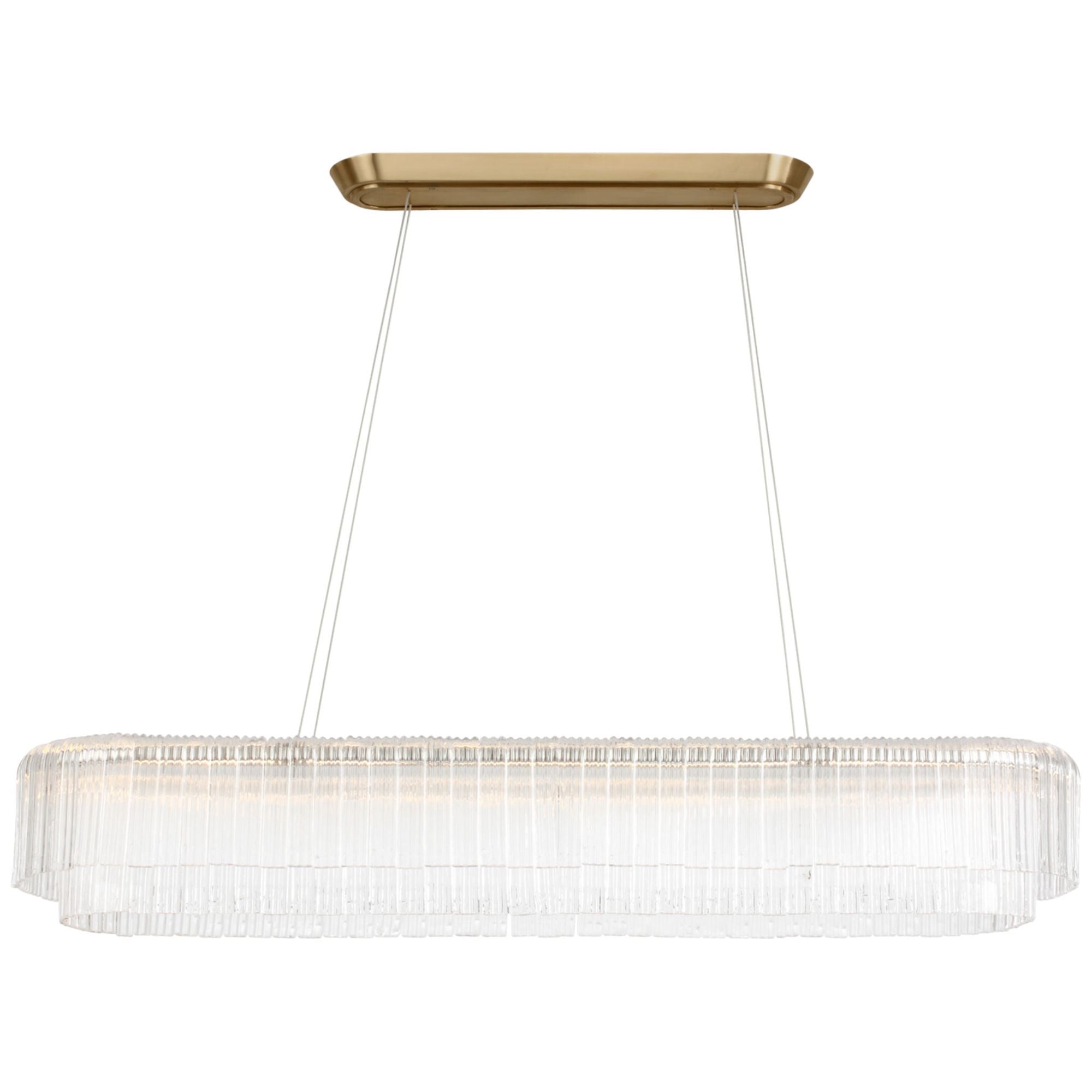 Ian K. Fowler Maderno 55" Linear Chandelier in Hand-Rubbed Antique Brass with Clear Glass Ceiling Light W54.5"