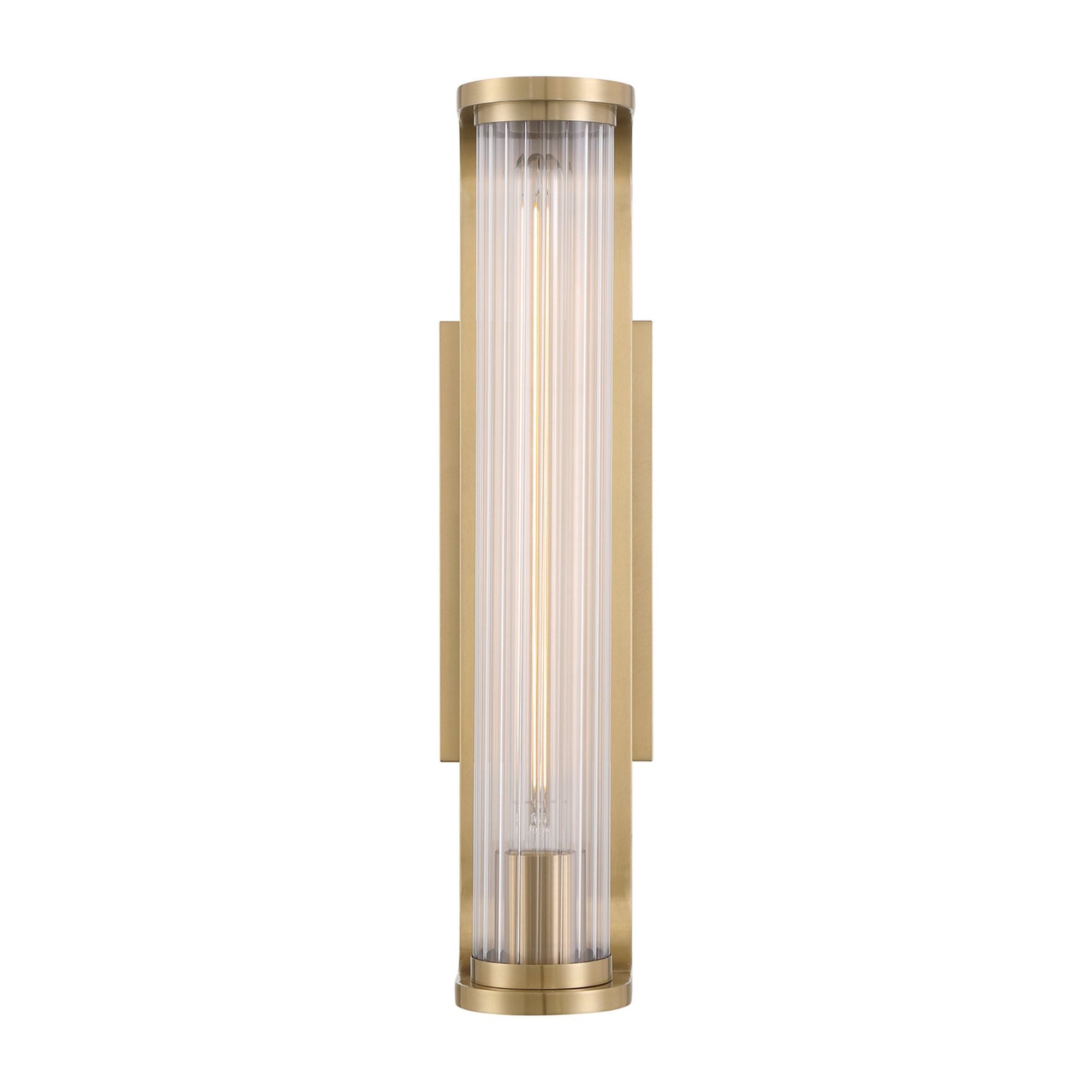 Jarvis 1 Light LED Aged Brass Sconce Clear Glass Shade 4.25"W x 18"H x 6"D