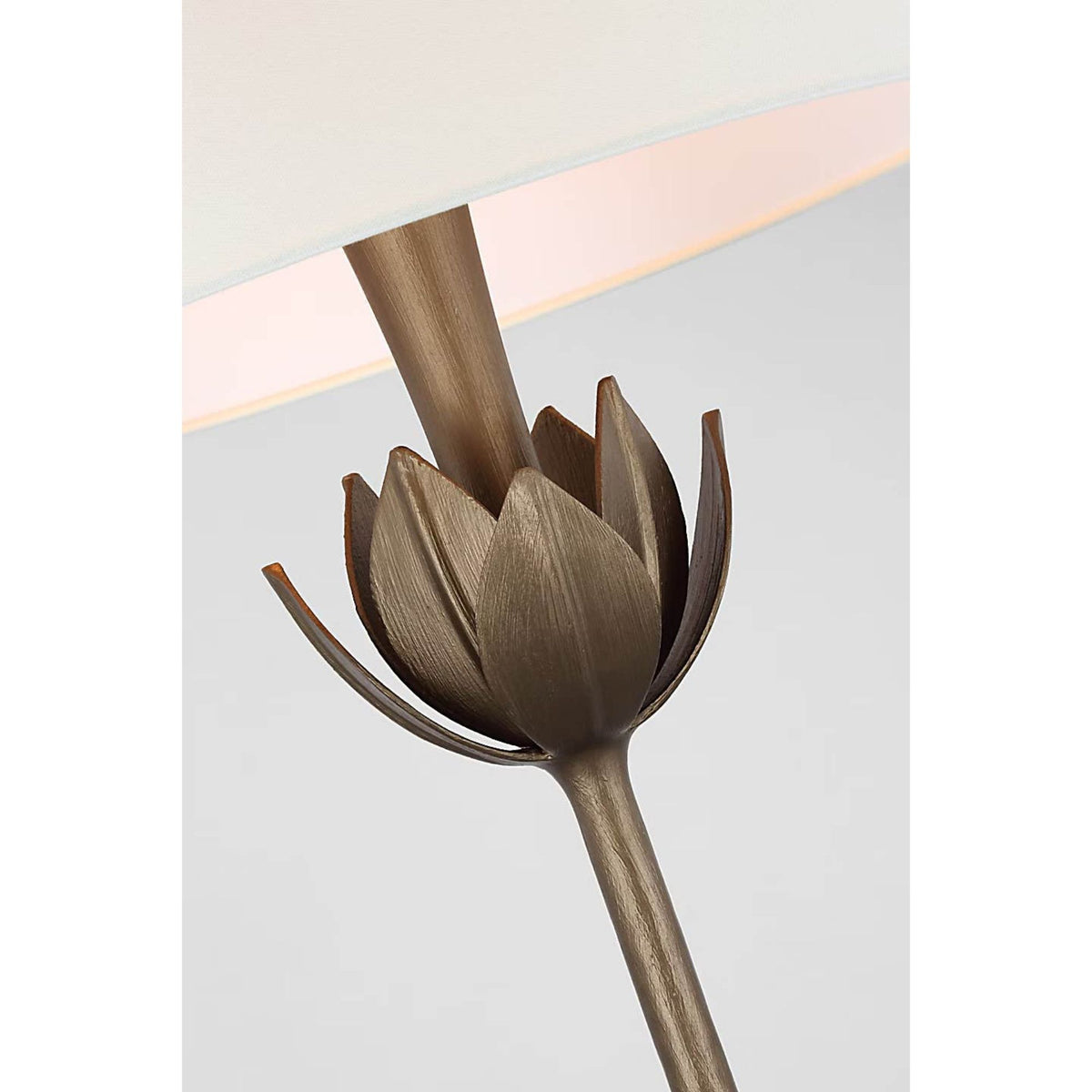 Julie Neill Alberto Large Floor Lamp in Antique Bronze Leaf with Linen Shade W18" x H60"