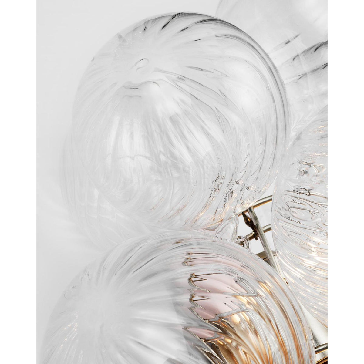 Julie Neill Talia Medium Sconce in Burnished Silver Leaf with Clear Swirled Glass W14.75" x H17" x E8.75"