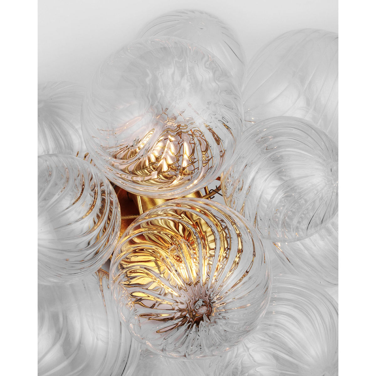 Julie Neill Talia Medium Sconce in Gild with Clear Swirled Glass W14.75" x H17" x E8.75"
