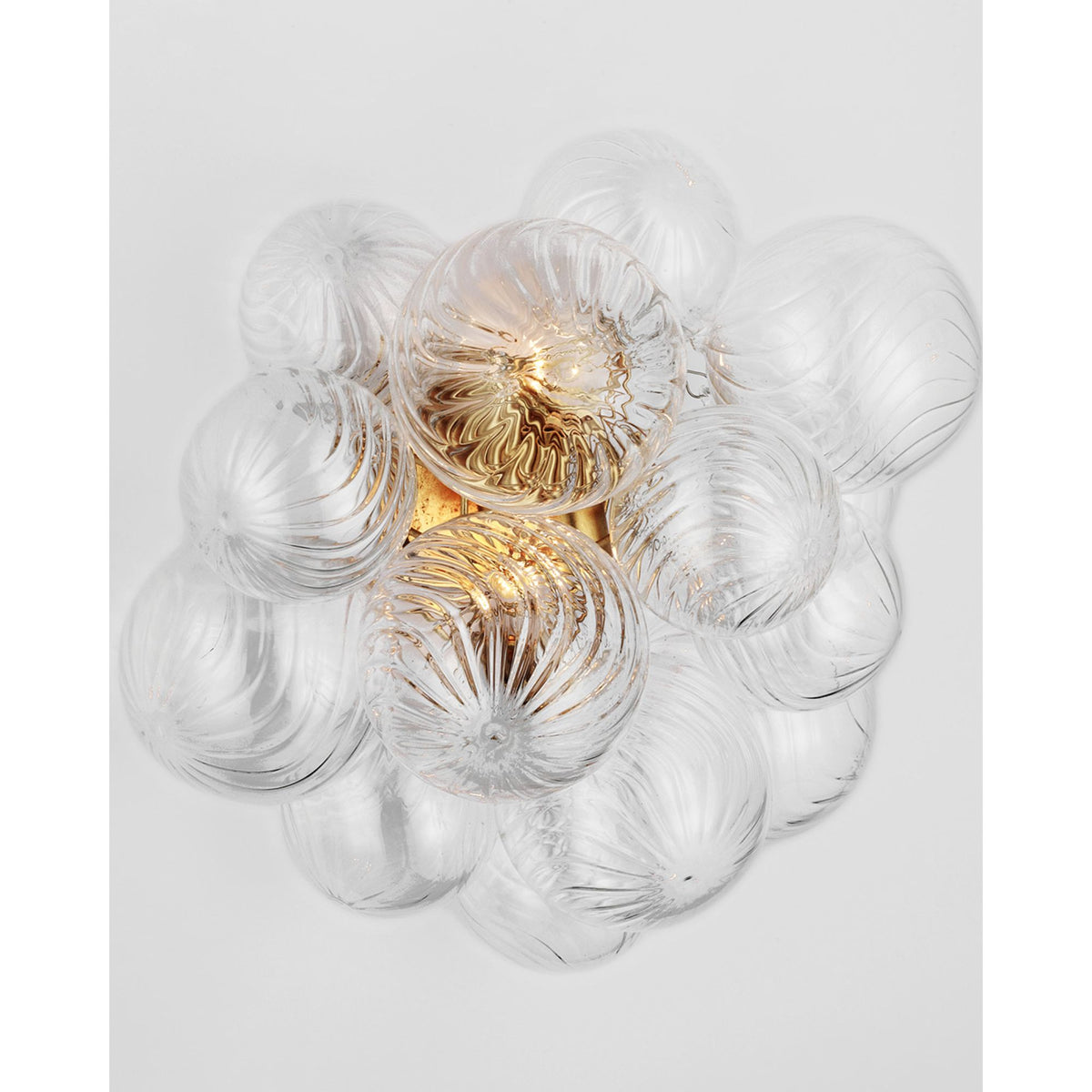 Julie Neill Talia Medium Sconce in Gild with Clear Swirled Glass W14.75" x H17" x E8.75"